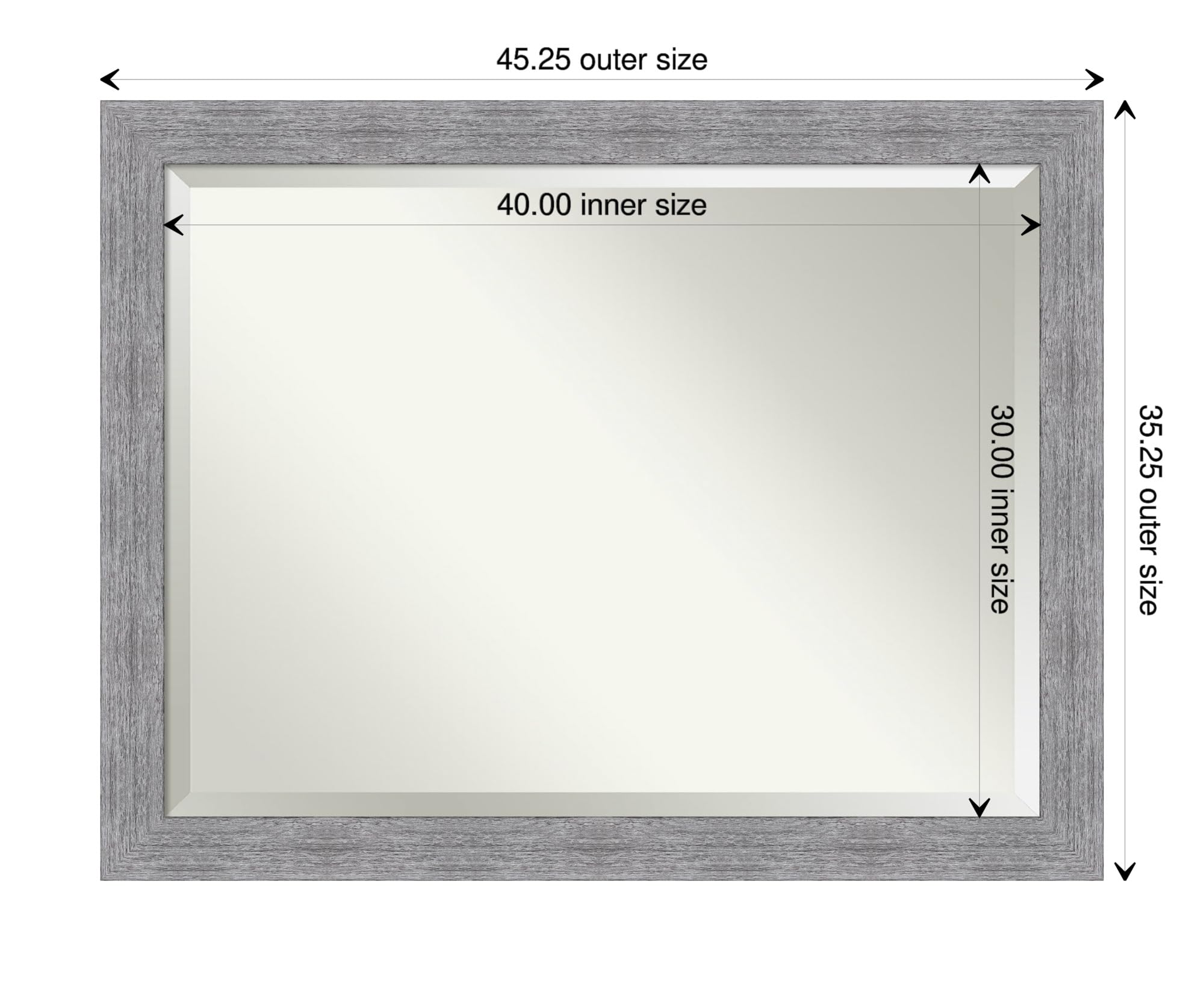 Amanti Art Bathroom Mirror, Bark Rustic Grey Wall Mirror For Use As Bathroom Vanity Mirror Over Sink (35.25 X 45.25 In.) Beveled