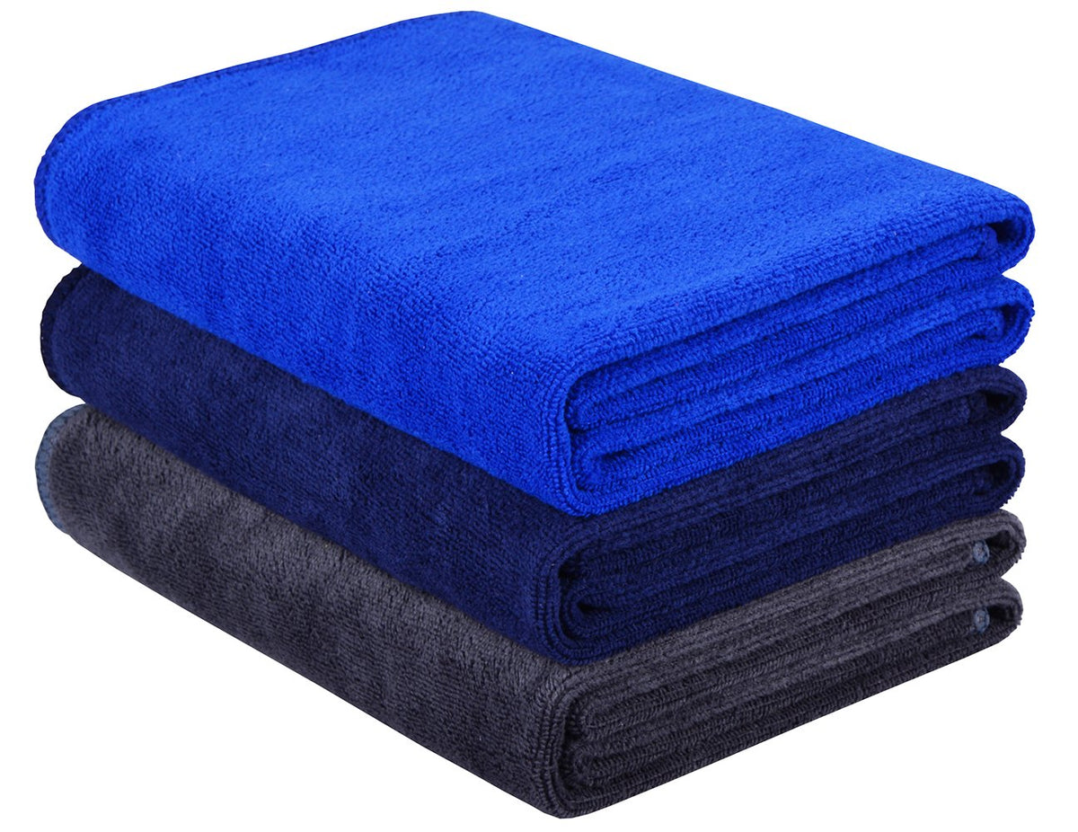 Hopeshine Microfiber Gym Towels Fast Drying Sports Towel 3-Pack 16Inch X 32Inch (Grey+Dark Blue+Navy Blue)
