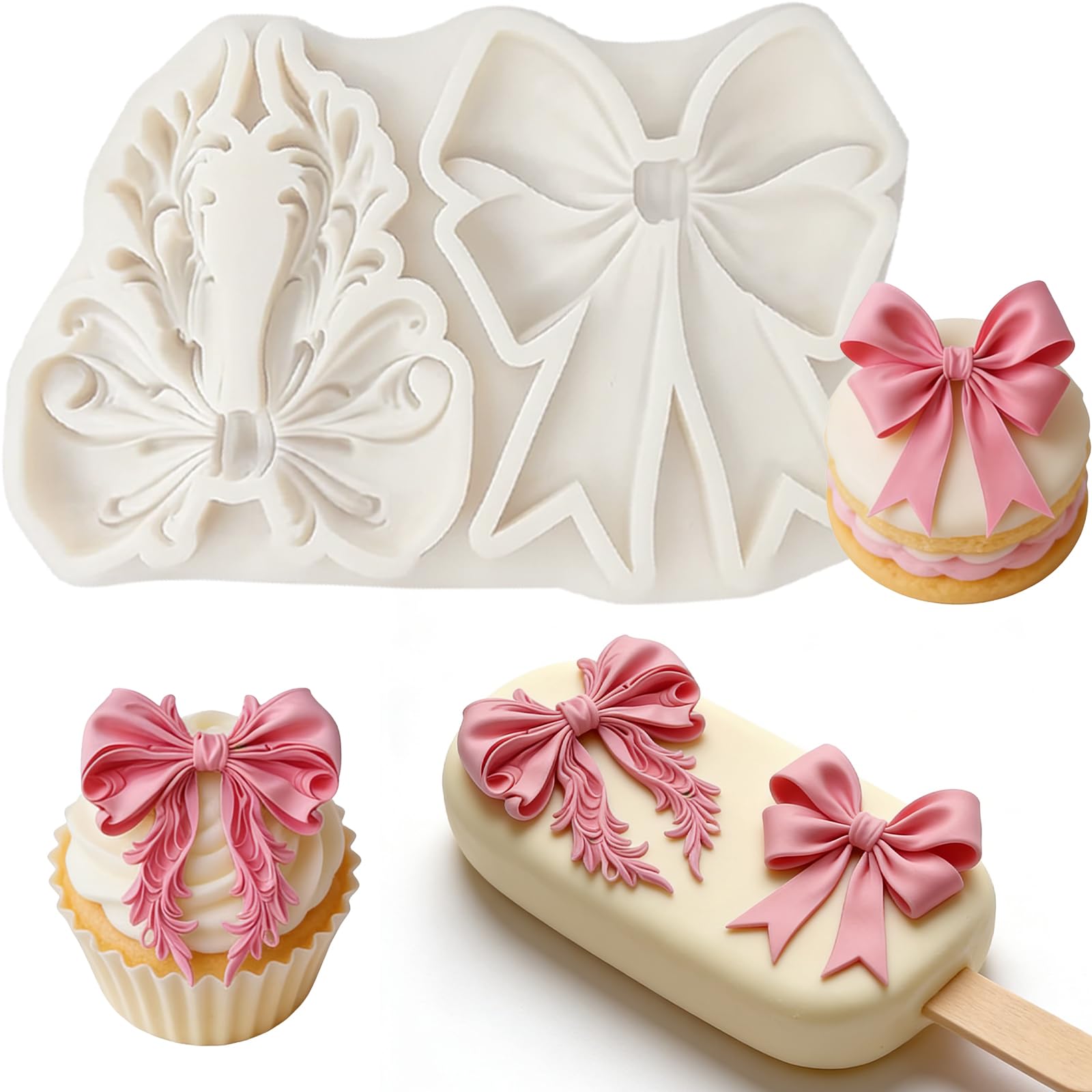 IKOJING Bowknot Silicone Mold for Fondant Candy Cake Decorating Chocolate