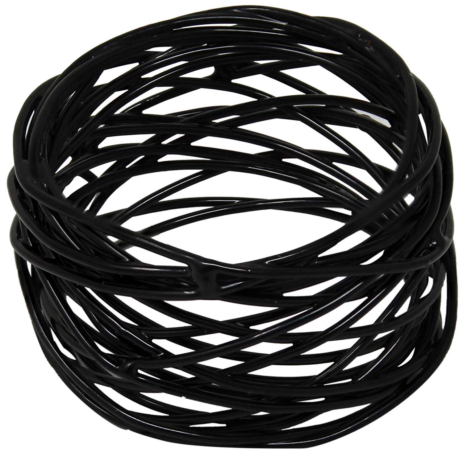 Kaizen Casa Handmade Decorations Black Napkin Rings Set Of 12 Metal Mesh For Weddings Dinner Parties Or Every Day Use (Black, 12