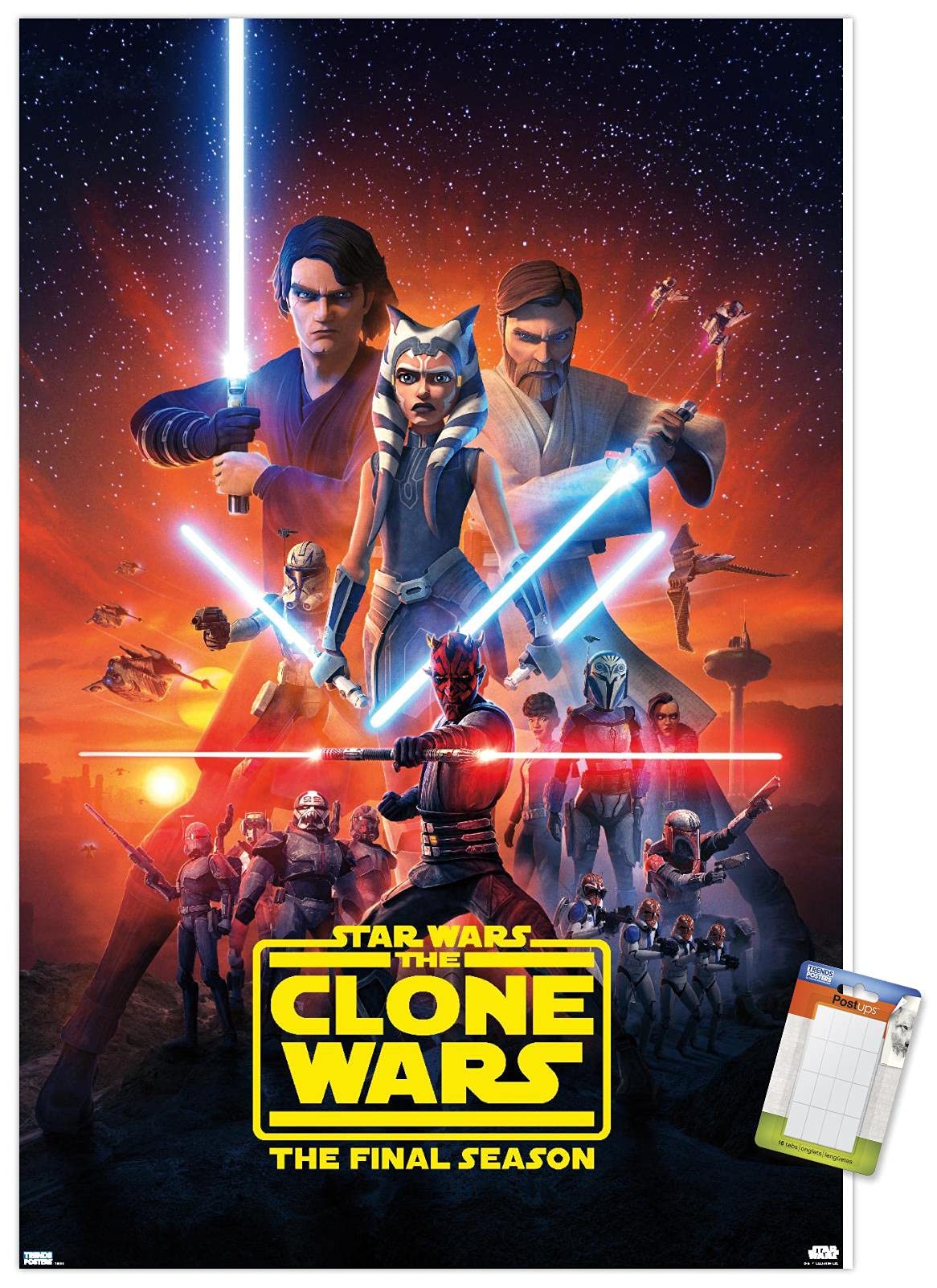 Trends International Star Wars: The Clone Wars - Season 7 Key Art Wall Poster, 22.375'' X 34'', Poster & Mount Bundle