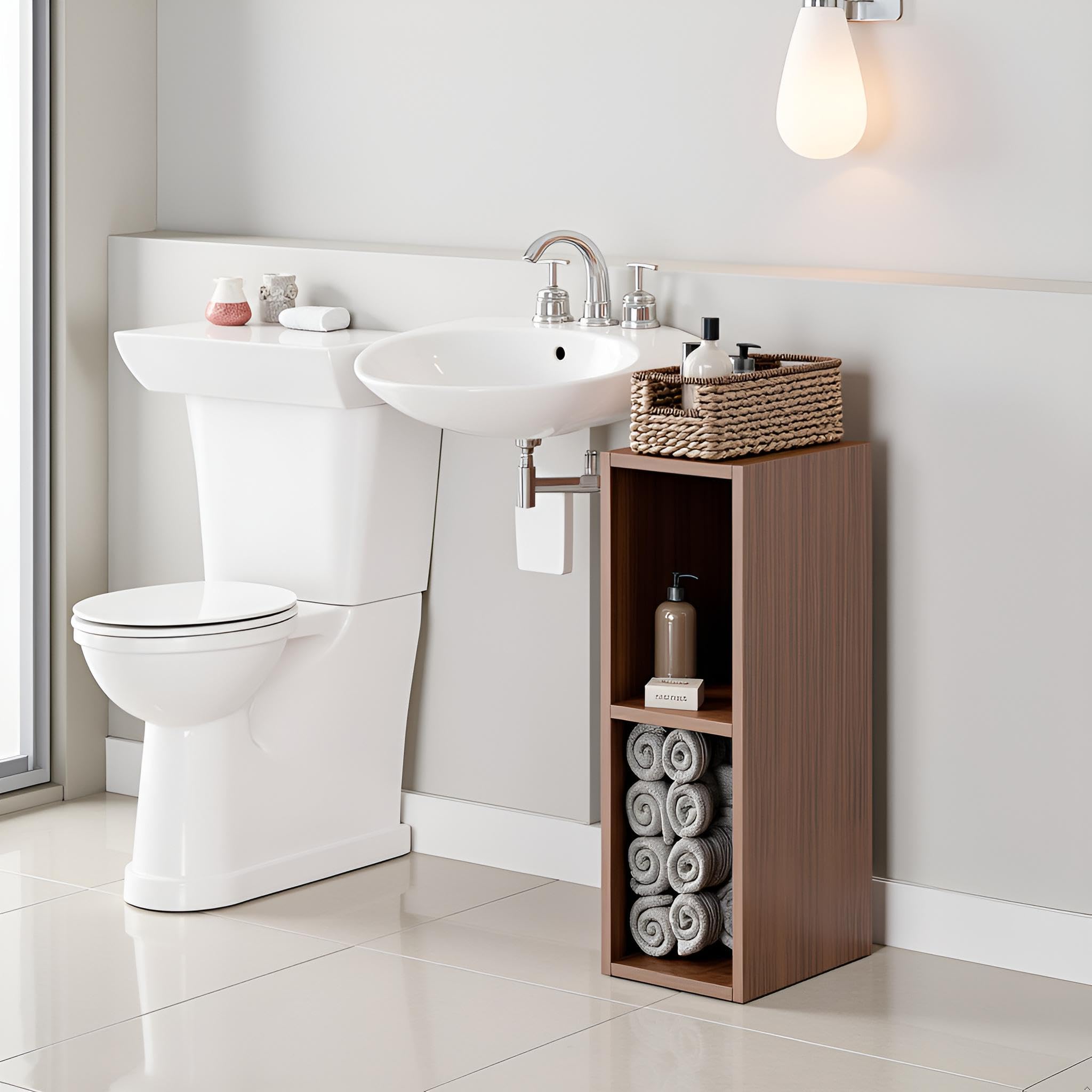 Furneaser Gigi Multipurpose Bathroom Rack Shelf | Floor Standing Storage Organizer For Towels, Toiletries & Toilet Paper | Space