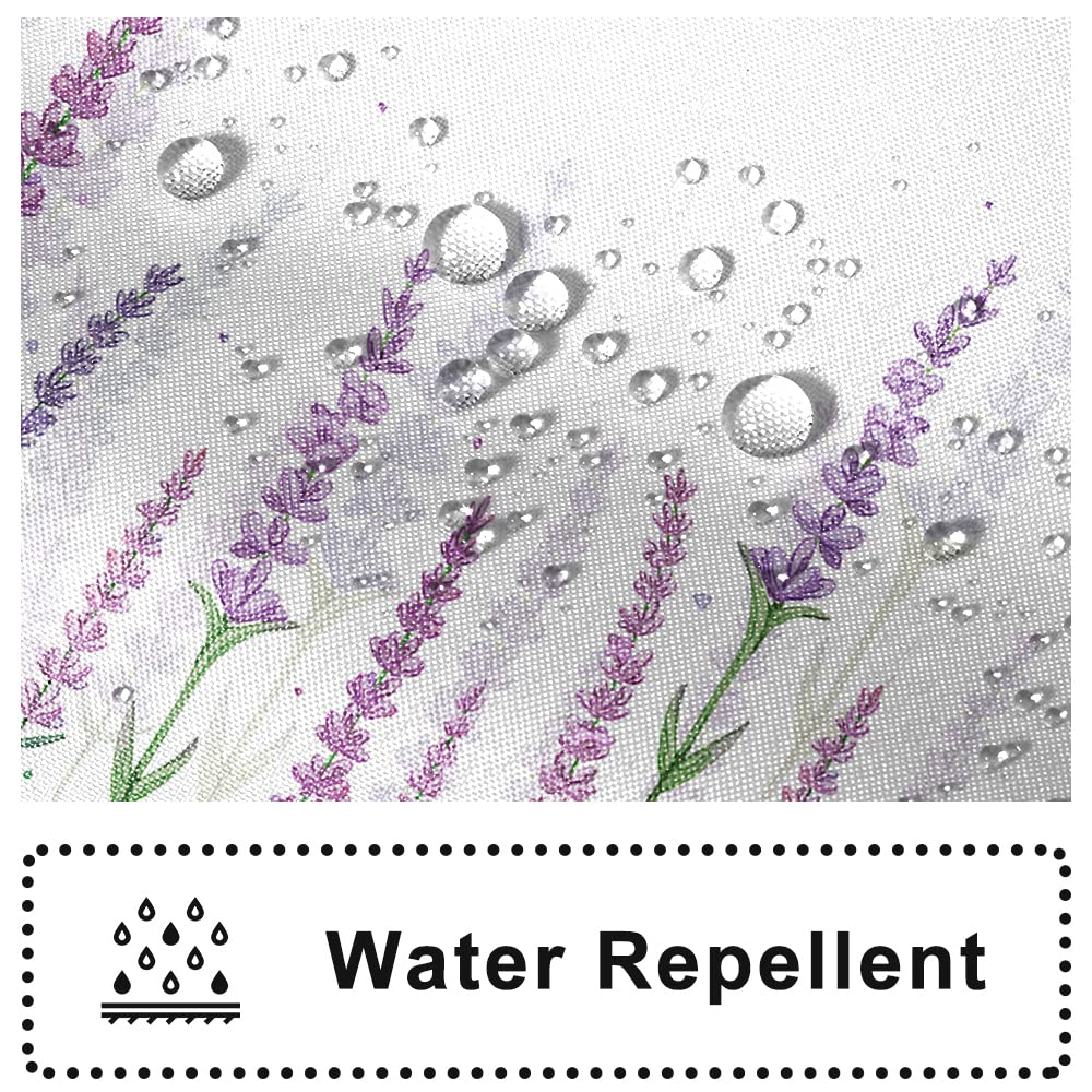 Ruelvth Purple Shower Curtain, Lavender Shower Curtain For Bathroom Waterproof Fabric Spring Plant Leaves With Floral Shower Cur