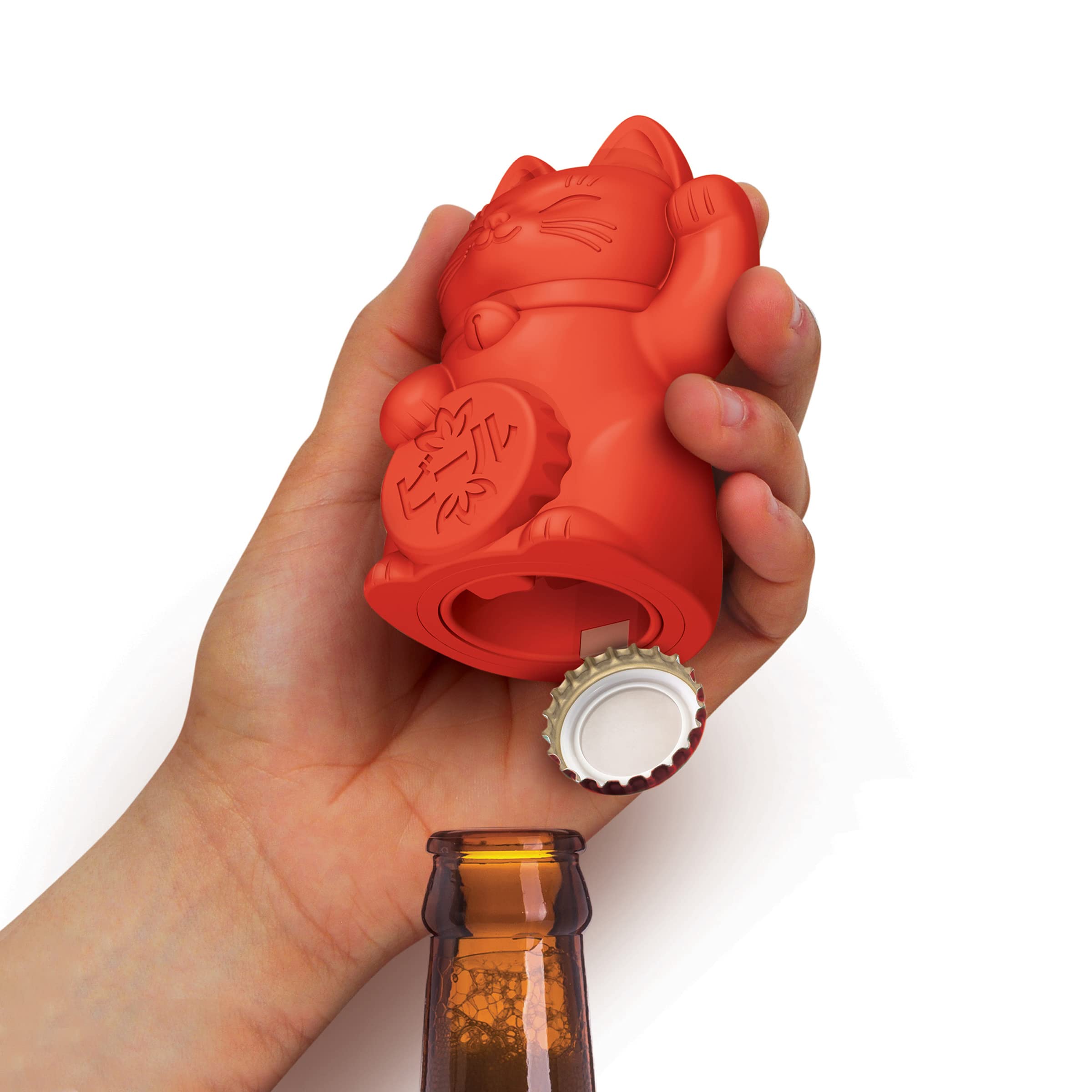 Genuine Fred Feline Lucky, Bottle Opener, Red, 4 X 2.5 X 2.4 Inches
