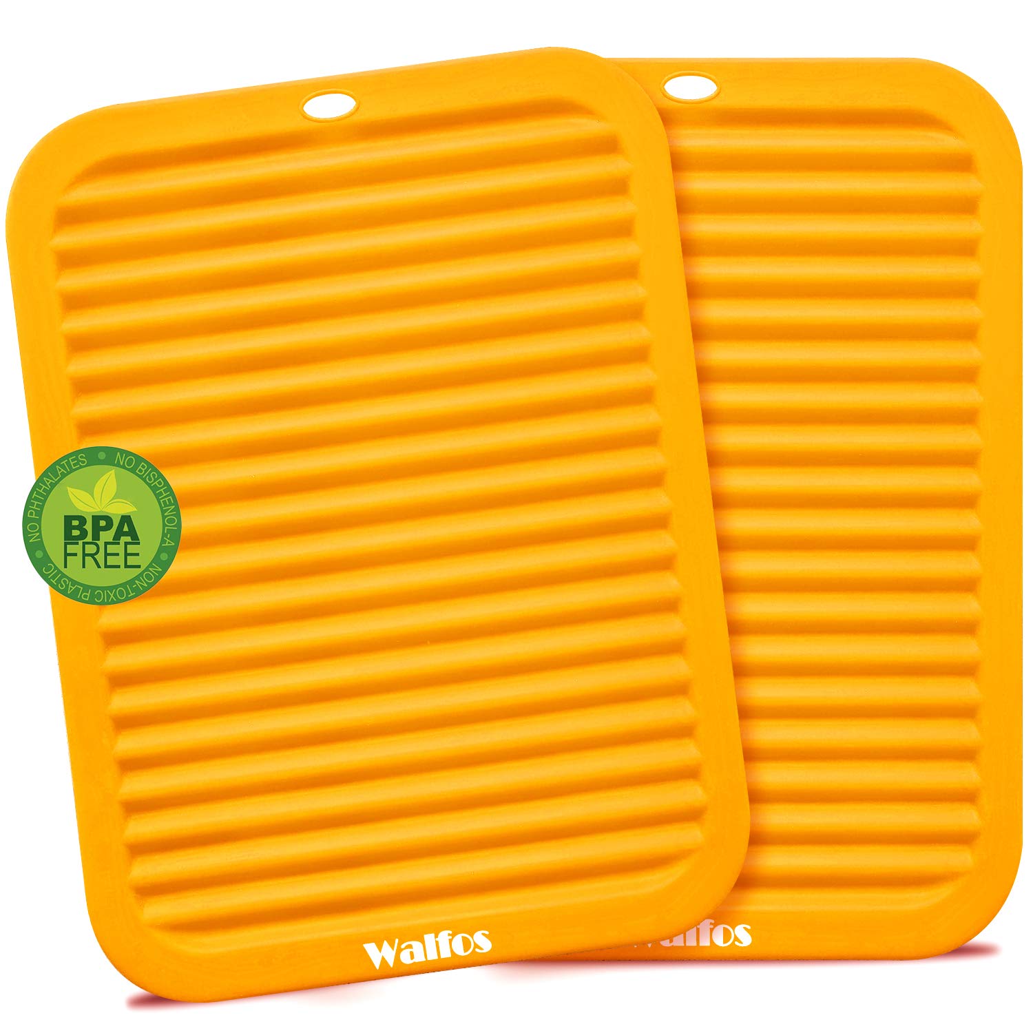 Walfos Silicone Trivets Set - Heat Resistant Pot Holder, Non-Slip And Flexible, 2 Pcs Multi-Purpose Kitchen Table Mat, Prefect F