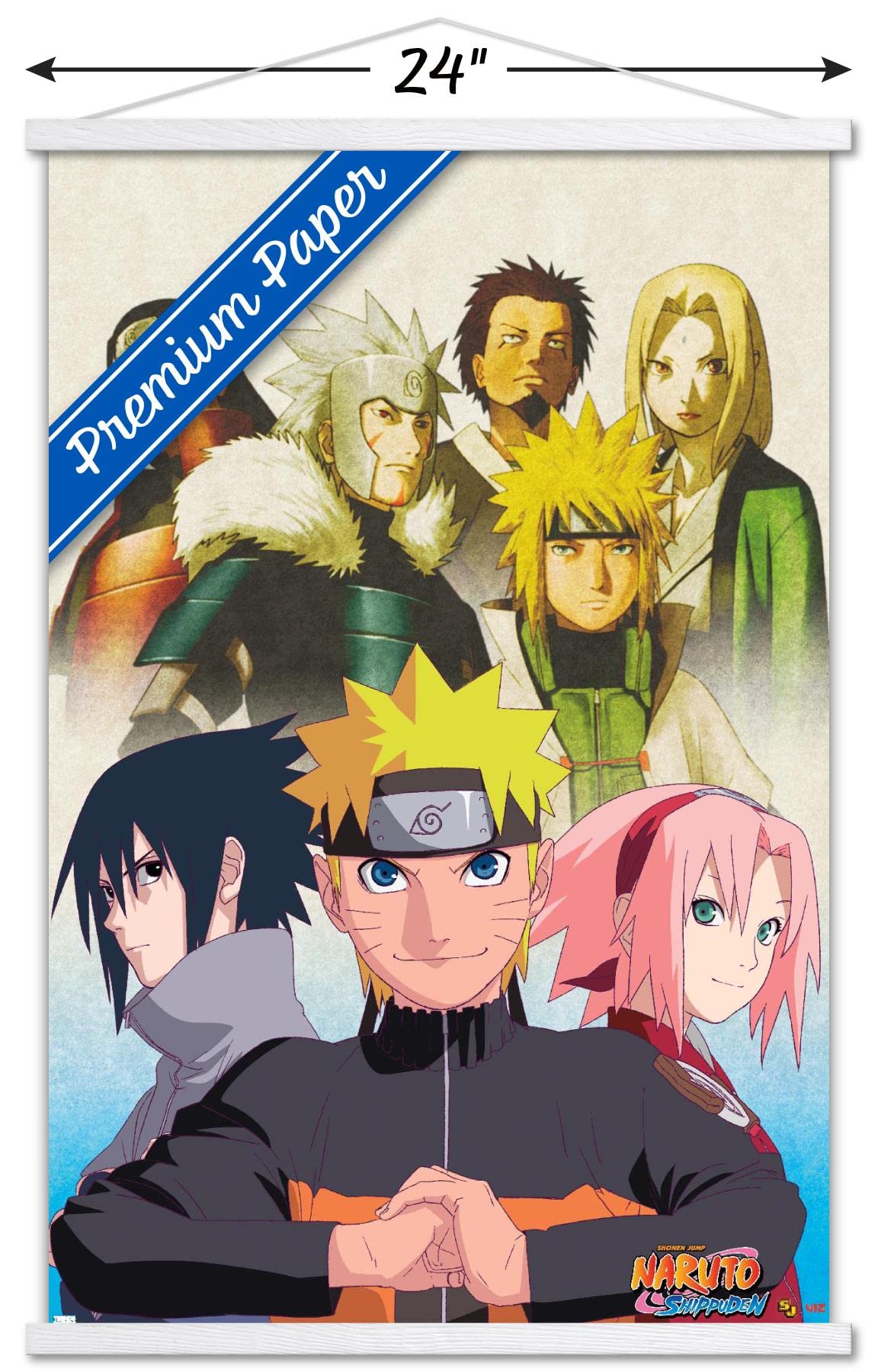 Trends International Naruto Shippuden - Key Art Wall Poster, 22.375'' X 34'', Premium Print And White Hanger Bundle