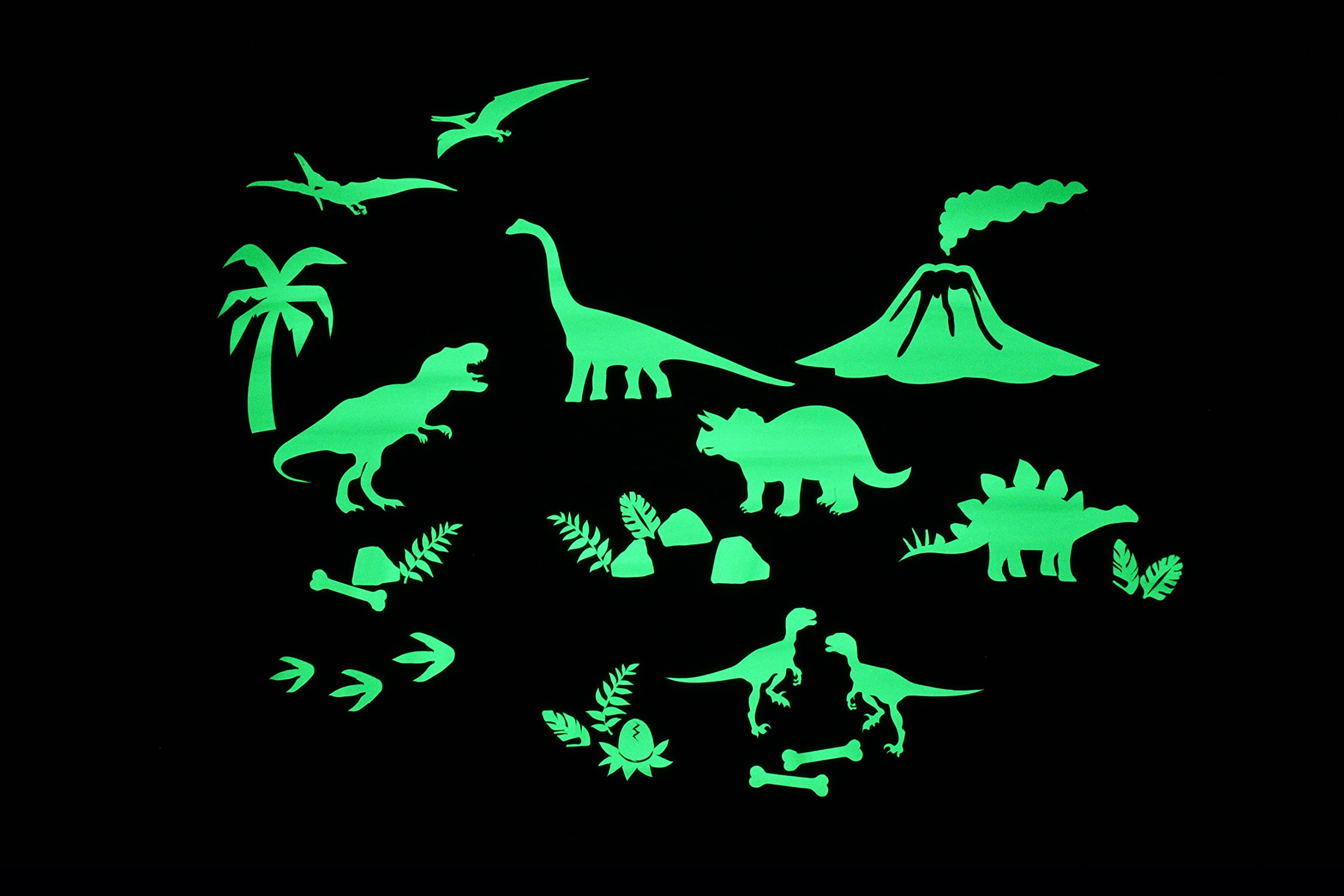 Gloplay Dino Series (30Pcs/Pack), Glow In The Dark Educational Wall Stickers, The Eco-Friendly And Brightest Wall Stickers For C