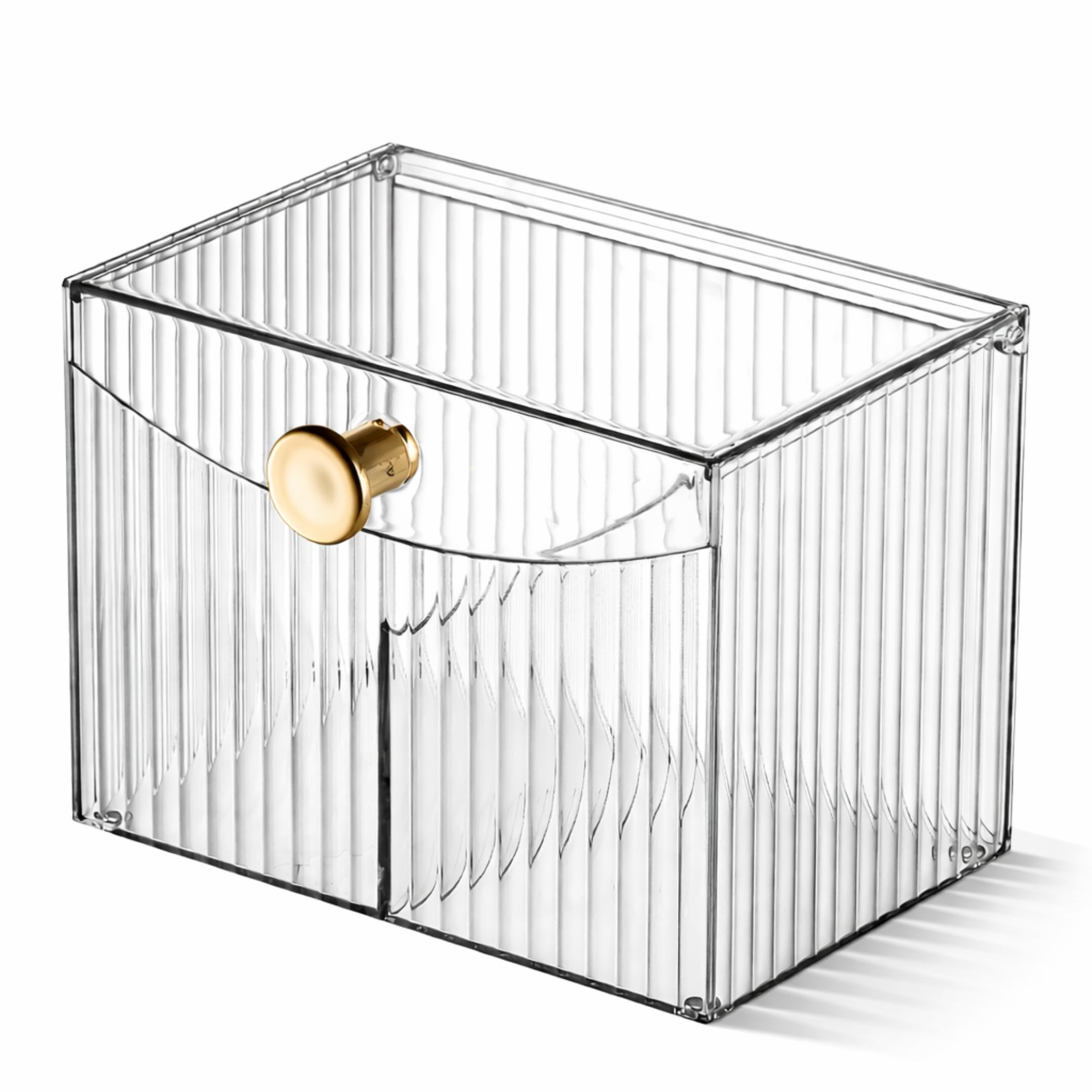 Hoopvool Cosmetic And Makeup Organizer Box, Cotton Swabs Storage With Lid,Makeup Pad Holder, Bathroom Canister Multipurpose Box 