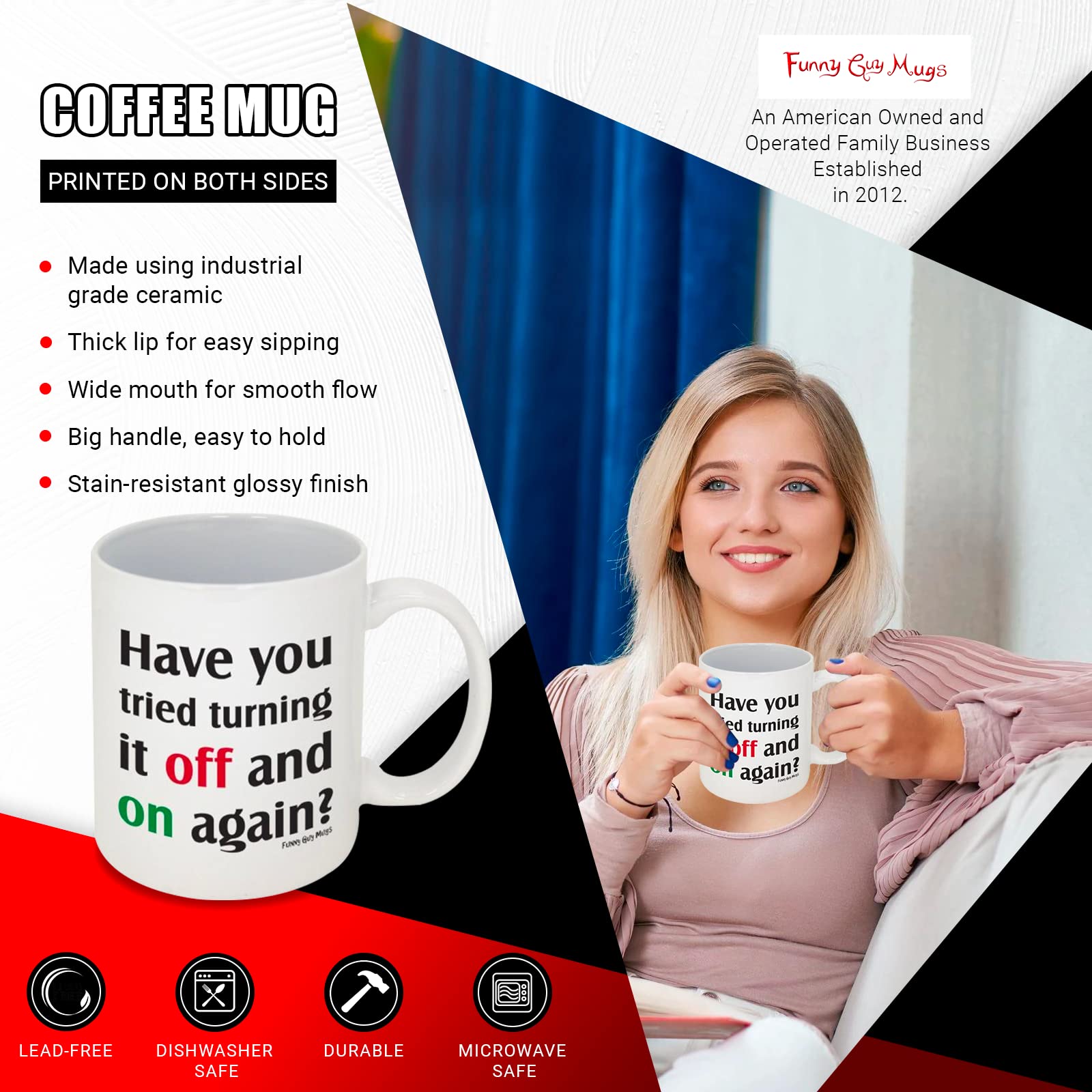 Funny Guy Mugs Have You Tried Turning It Off And On Again? Ceramic Coffee Mug - 11Oz - Ideal Funny Coffee Mug For Women And Men