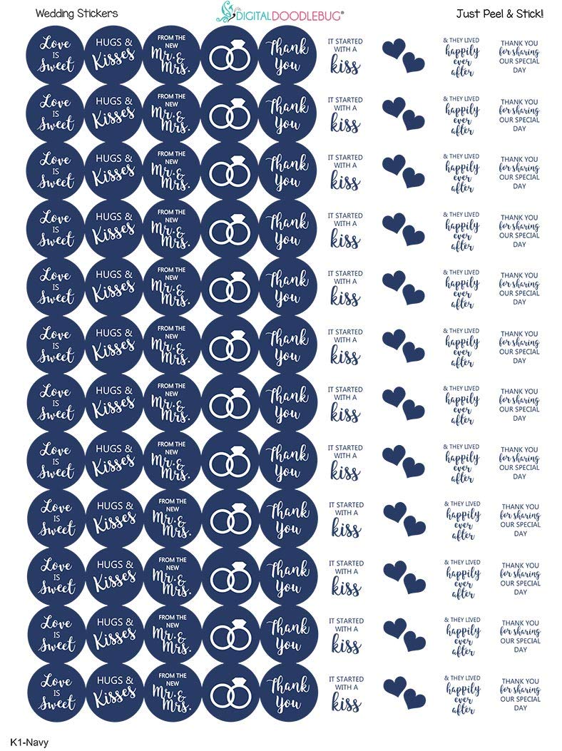 Mini Candy Stickers 0.75 Inch Wedding Favors Set Of 324 (Navy)