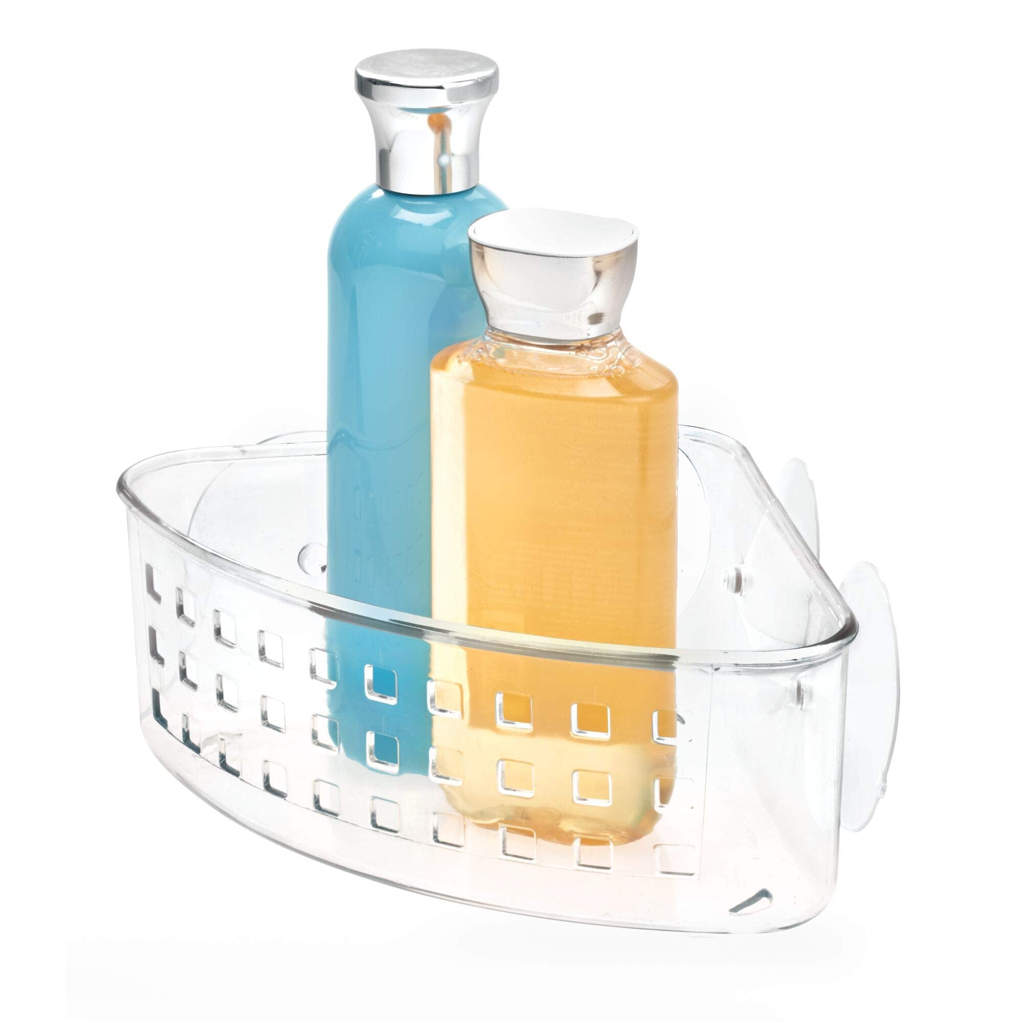 Idesign Plastic Corner Shower Caddy And Bathroom Organizer Basket With Suction Cups - 9 '' X 7 '' X 3.5 '', Clear