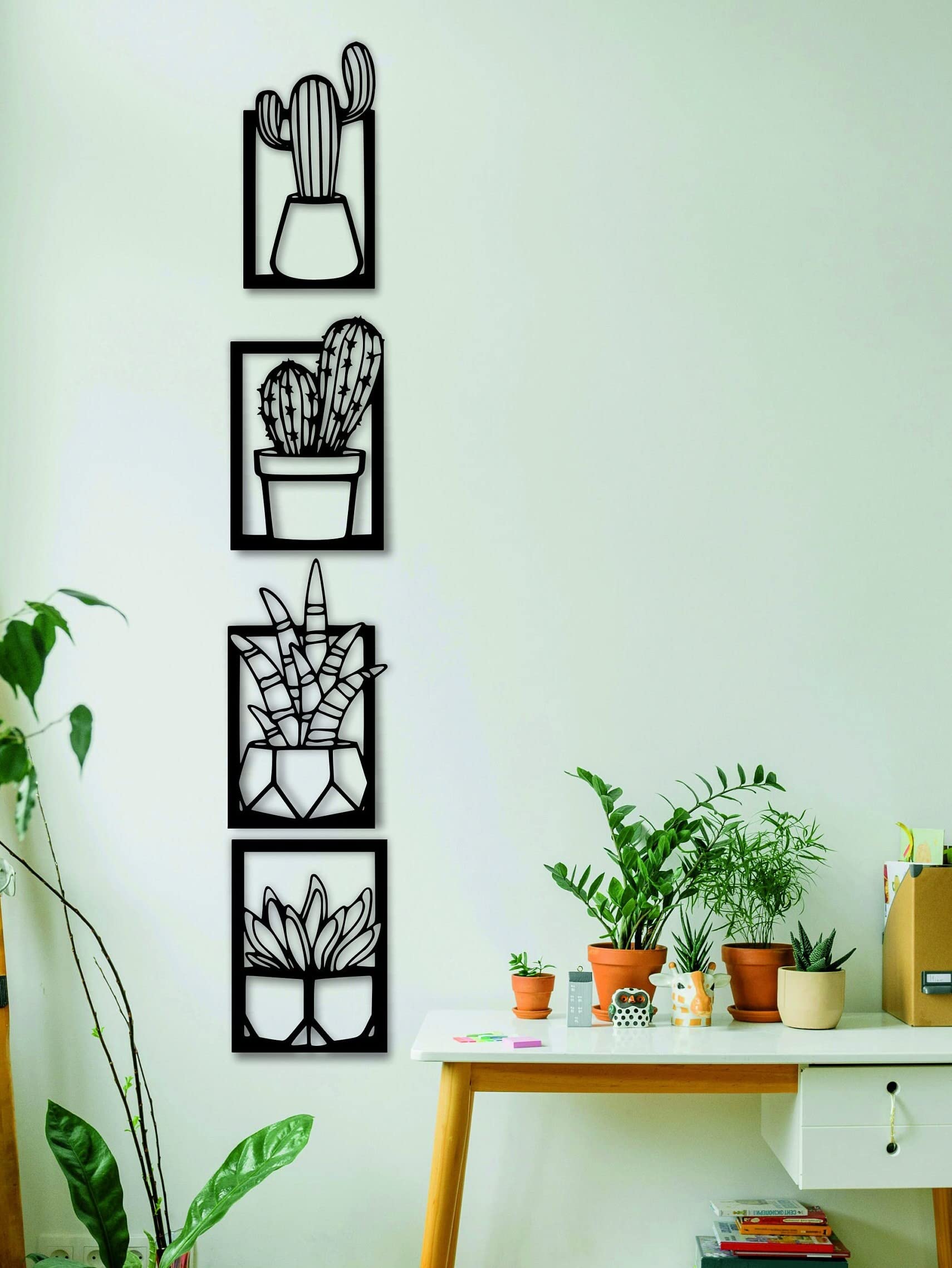 Triad basics Home Decor Items 4 Pieces Cactus Wall Decor For Living Room, Bedroom, And Kitchen - Stylish Showpieces For Home Dec