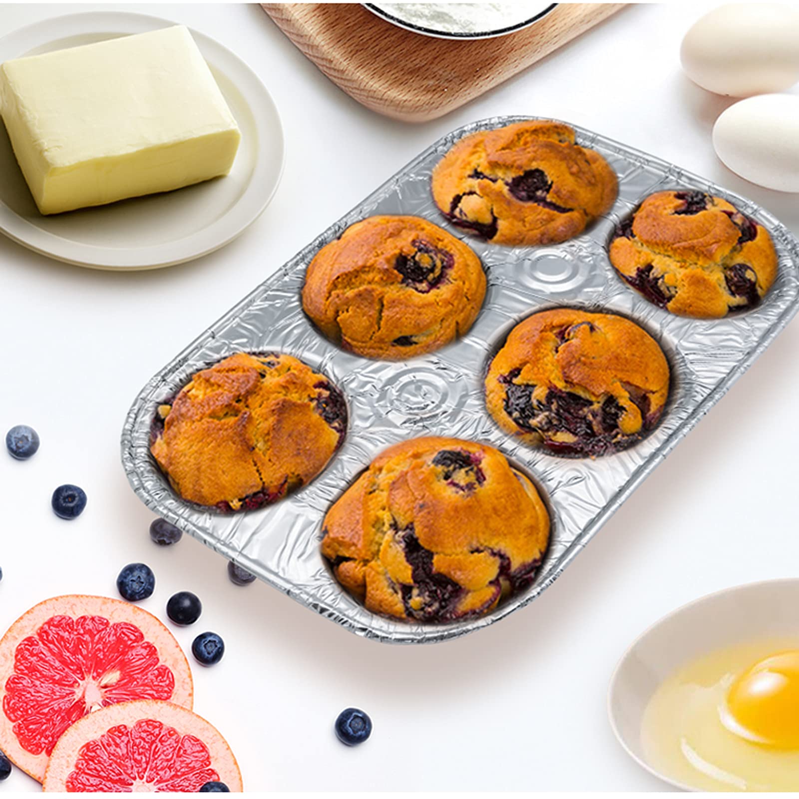 Waytiffer (10Pack Muffin Pan | 6-Cup Cupcake Aluminum Pans Favorite Muffin Tin Size For Baking Cupcakes Muffins And Mini Pies -