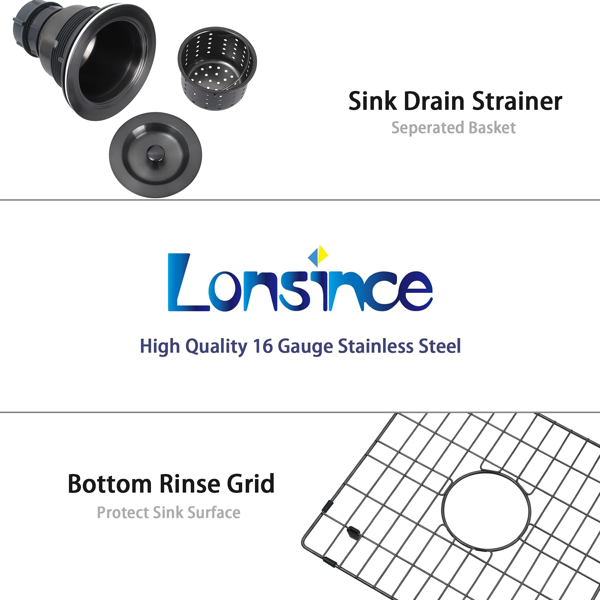 Lonsince Bar Sink Undermount,Black Bar Sink,17 X 19 Inch Small Rv Sink,Bar & Prep Sink,Stainless Steel Bar Sink