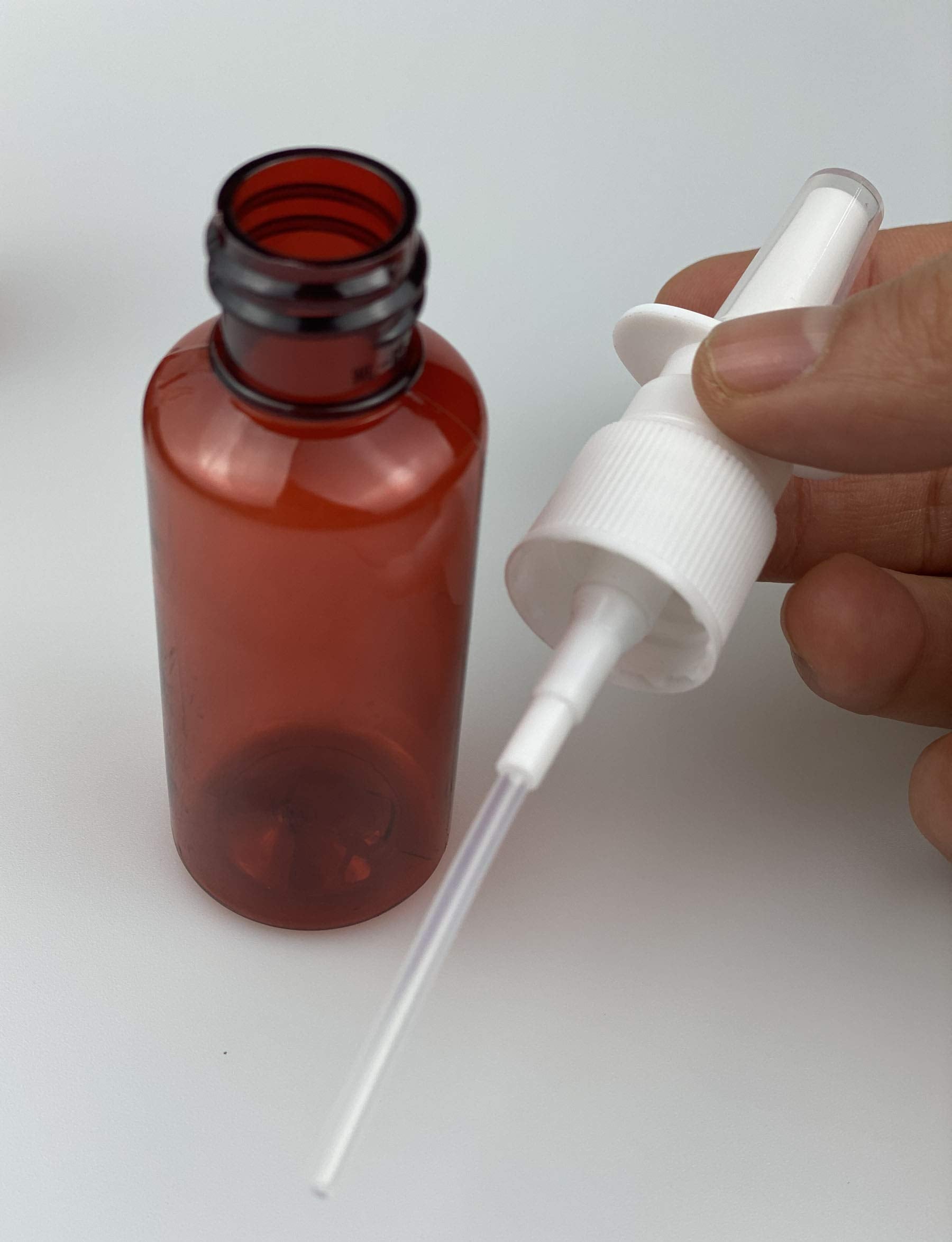 12Pcs 30Ml 1Oz Refillable Amber Plastic Fine Mist Nasal Spray Bottles Atomizers Sprayer Jar Pot Container For Makeup Water Medic