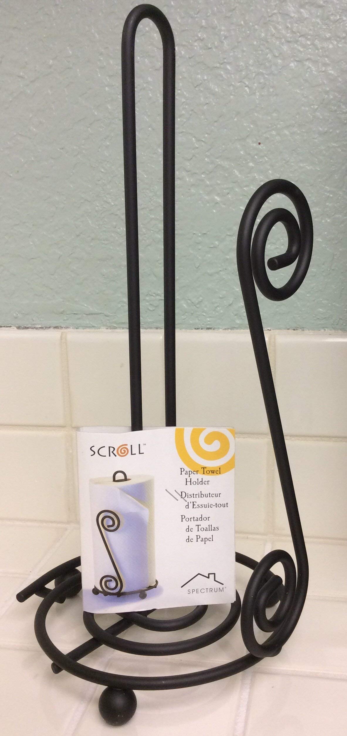 Spectrum Diversified Scroll Paper Towel Holder, Black