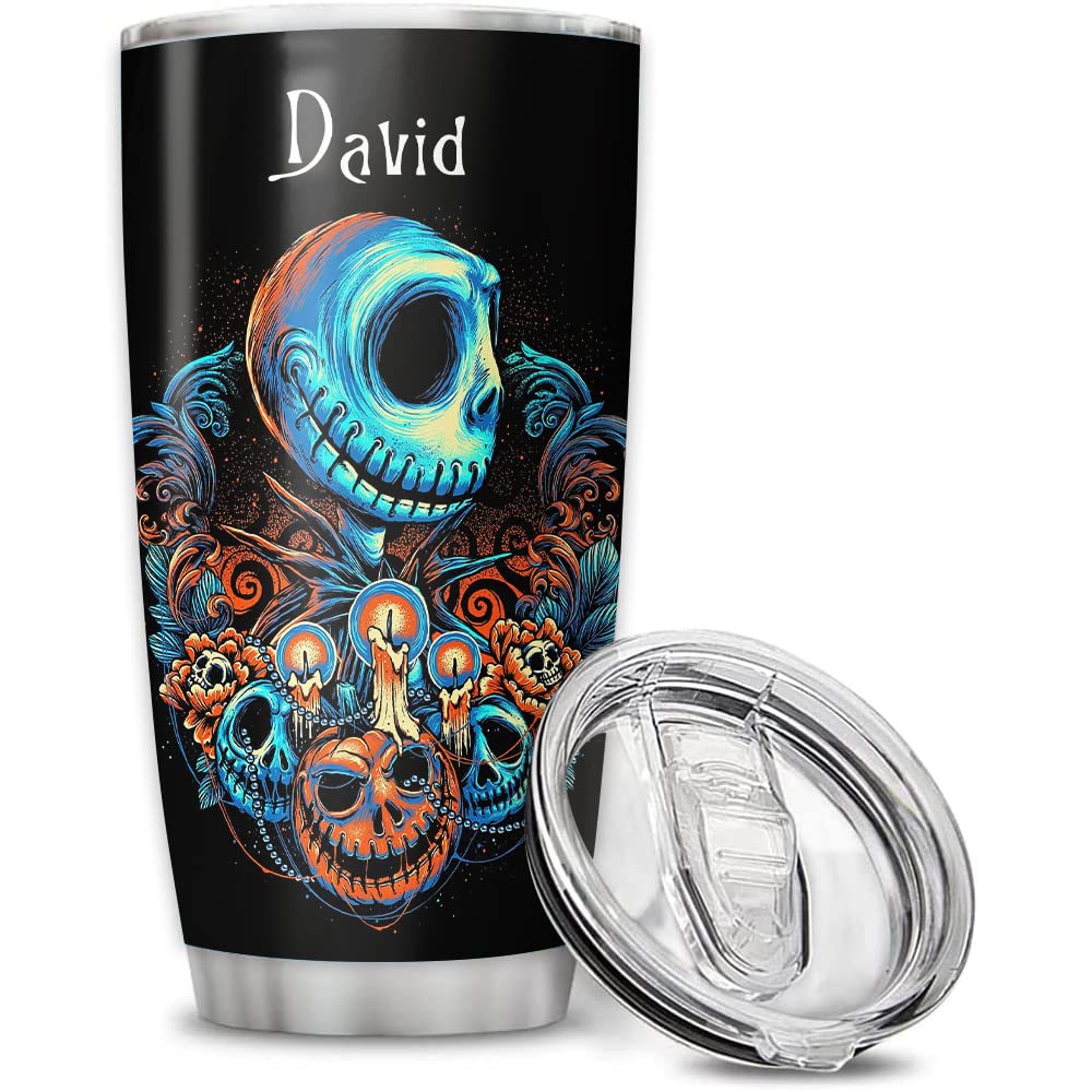 Personalized Sally&Jack Couple Nightmare Art Skull Halloween Tumbler Gifts For Him Her Wife Husband Before Christmas Movie 30Oz