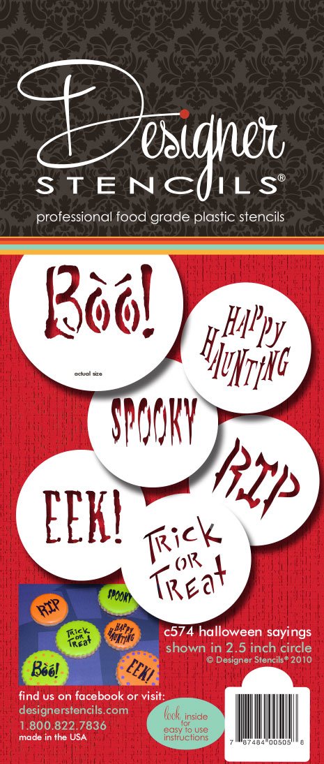 Designer Stencils Small Halloween Cookie Stencil Sayings, Beige/Semi-Transparent