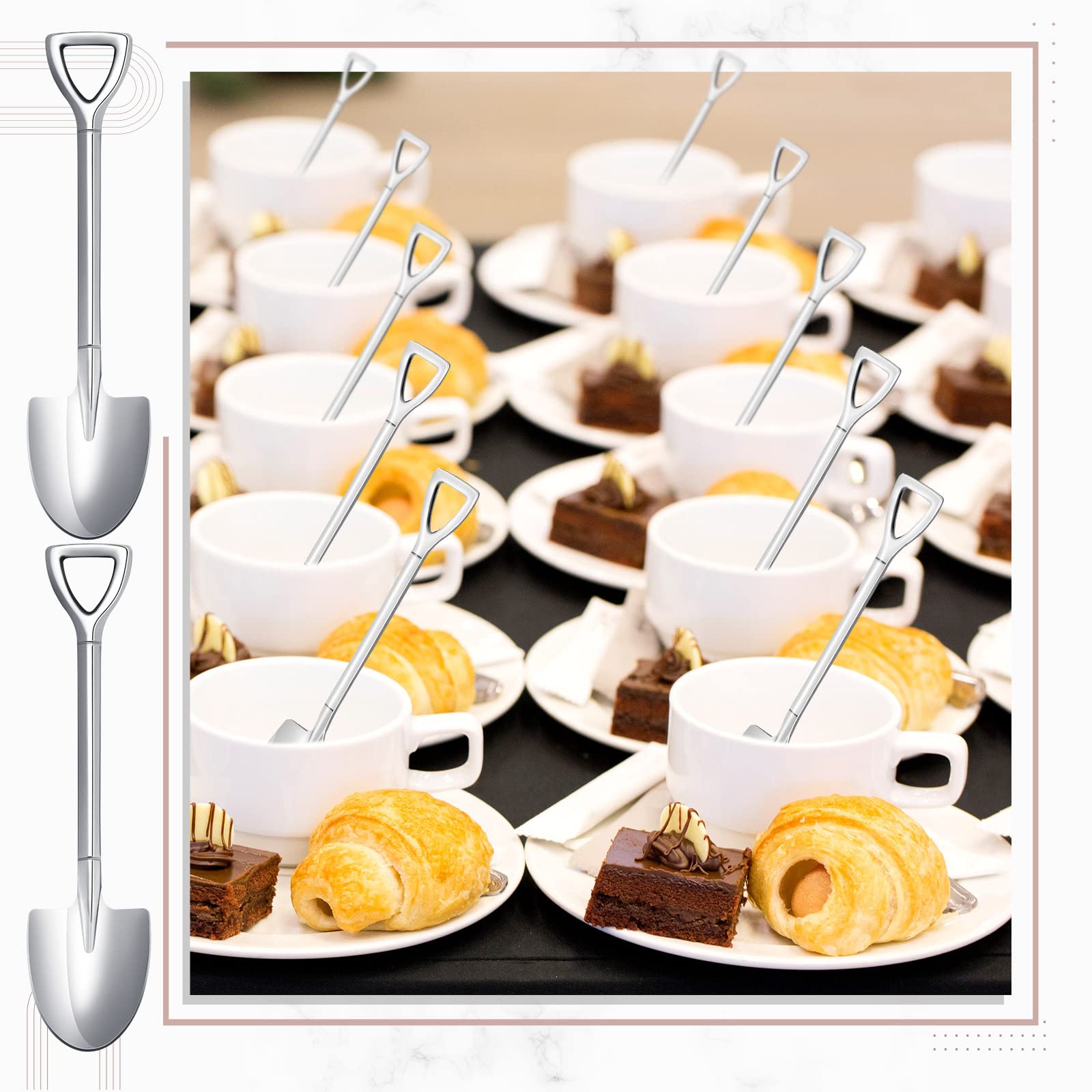 Zhehao 100 Pcs Shovel Spoons 6.1 Inch Stainless Steel Spoon Reusable Dessert Spoon For Ice Cream Fruit Coffee Home Restaurant Ki