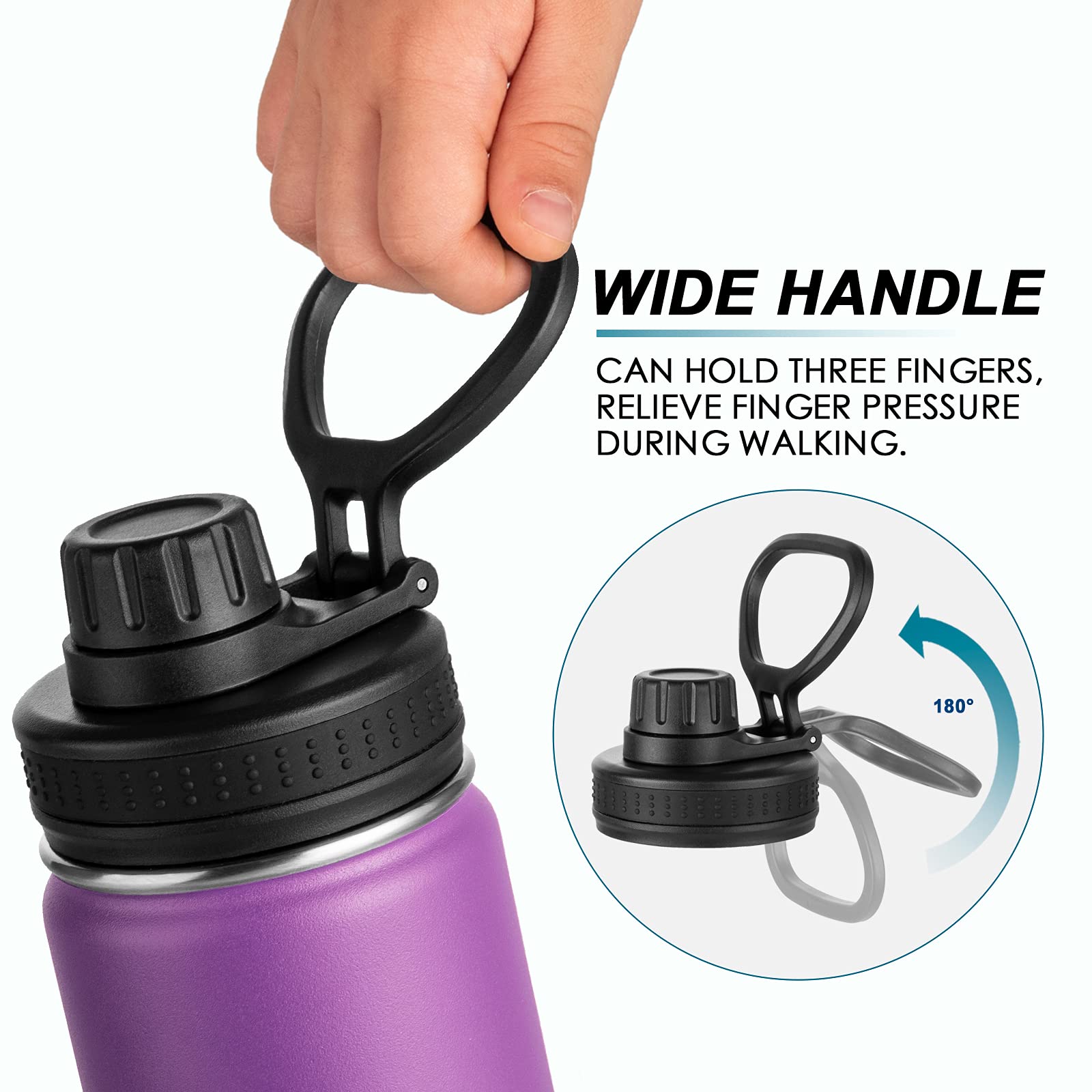 Koodee Water Bottle -16 Oz Stainless Steel Vacuum Insulated Metal Water Bottle For Girls, Sports Water Bottle For School 2 Pack