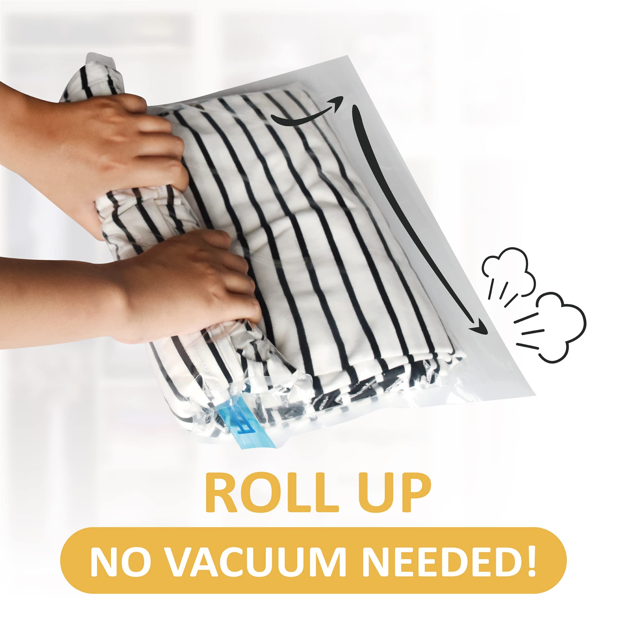 12 Travel Compression Bags Vacuum Packing  Roll Up Space Saver Bags for Luggage  Cruise Ship Essentials (5 Large /5 Medium/2 Small Roll)