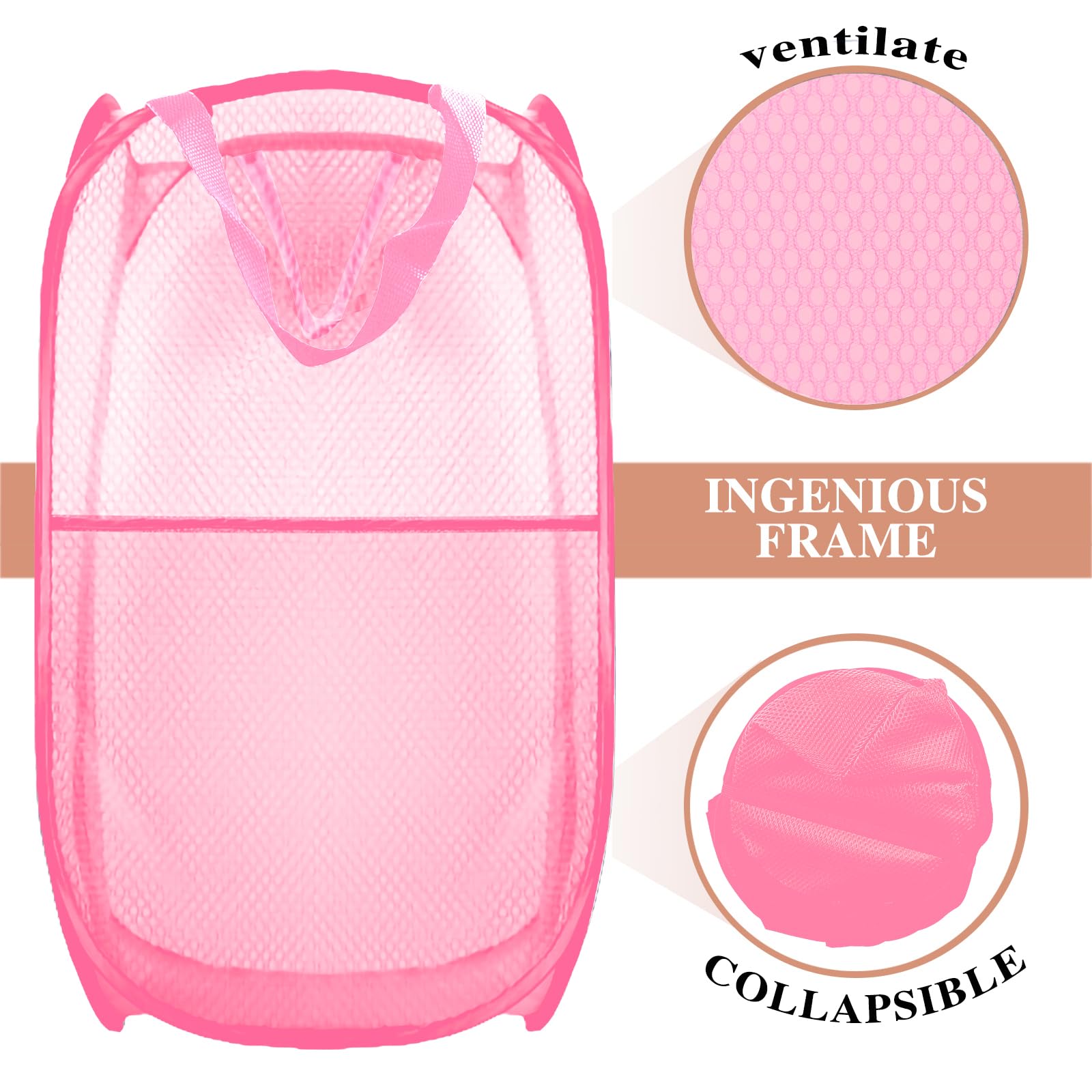 Buyongwant Collapsible Pop Up Laundry Hamper, Mesh Foldable Laundry Basket Bag, Extra Large - 28'' X 16'' X 16'', 2 Pack (Black