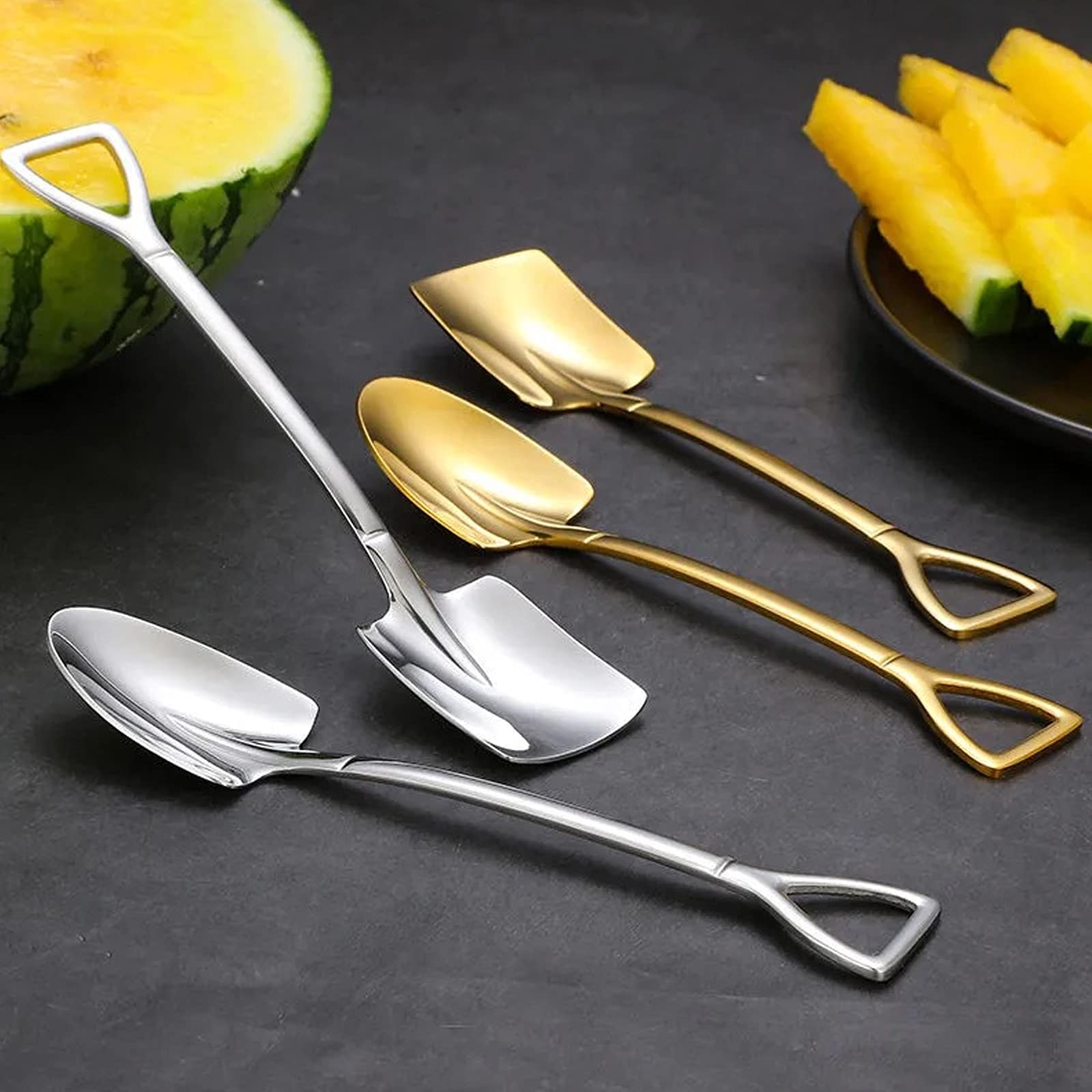 4Pcs Coffee Spoons Serving Spoons Tea Spoons Ice Cream Spoon Stainless Steel Shovel Spoon Spade Spoon Mini Shovel Spoons Tiny Sp
