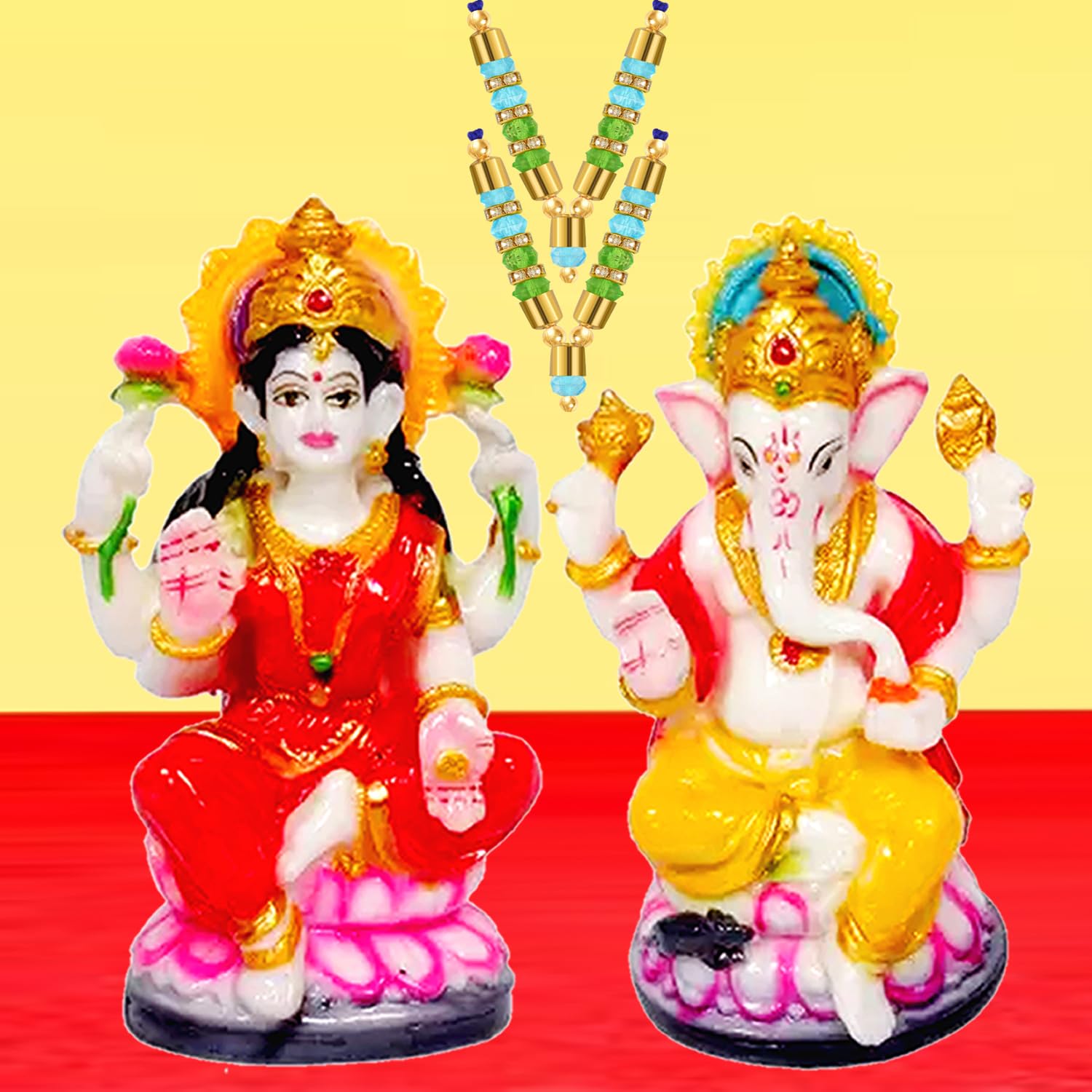 Kitlyn  -   |Necklace For Lakshmi Ganesh Ji/Temple, Home Decor&Gift Decorative Showpiece - 12 Cm (Resin, Multicolor)