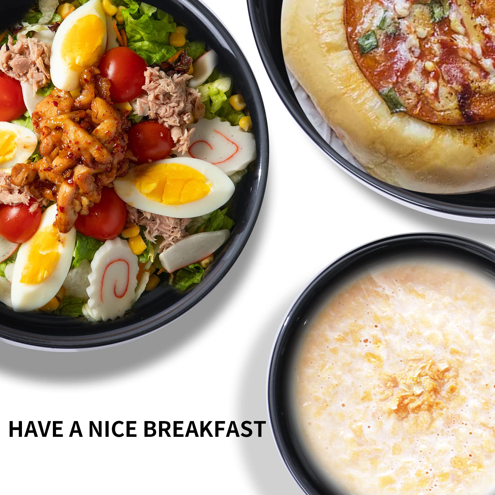 Hasense Large Mixing Bowls Set For Kitchen, Ceramic Serving Dishes For Entertaining, 2.1/1.0/0.5 Qt Deep Microwave Safe Nesting