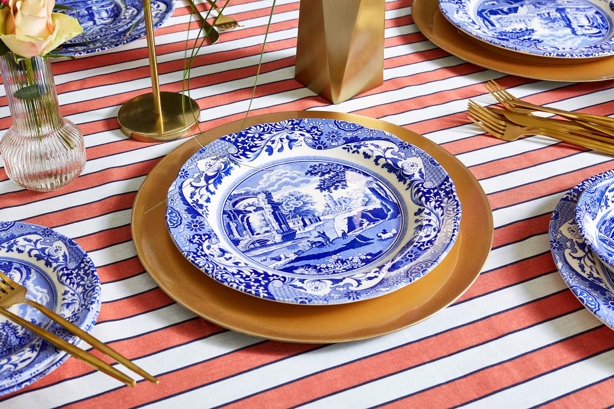 Spode Blue Italian 5-Piece Place Setting | Dinner Plate, Salad Plate, Bread & Butter Plate, Teacup and Saucer | Dishwasher Safe