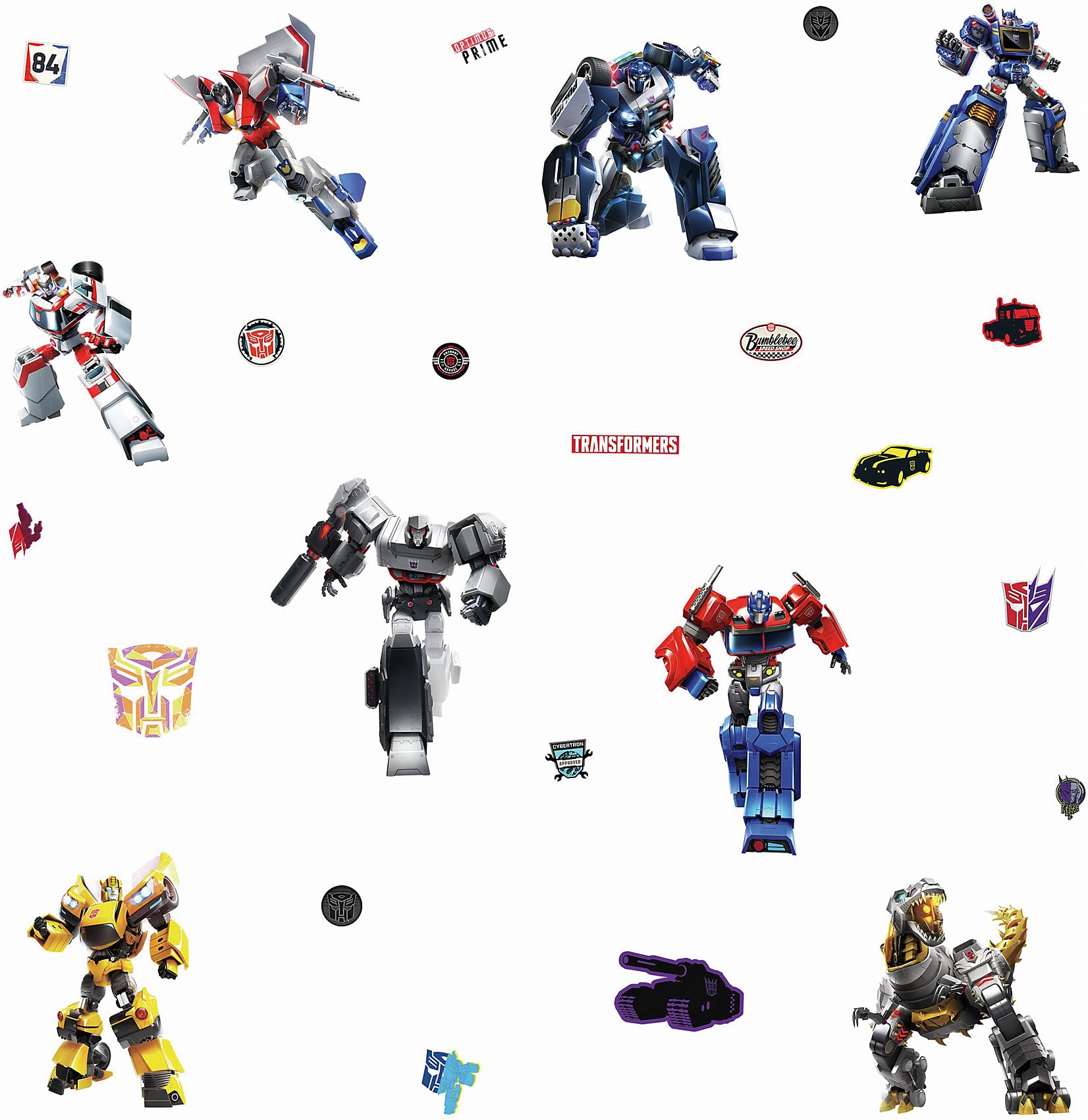 Roommates Rmk4231Scs Transformers All Time Favorites Peel And Stick Wall Decals,Blue, Red, Yellow