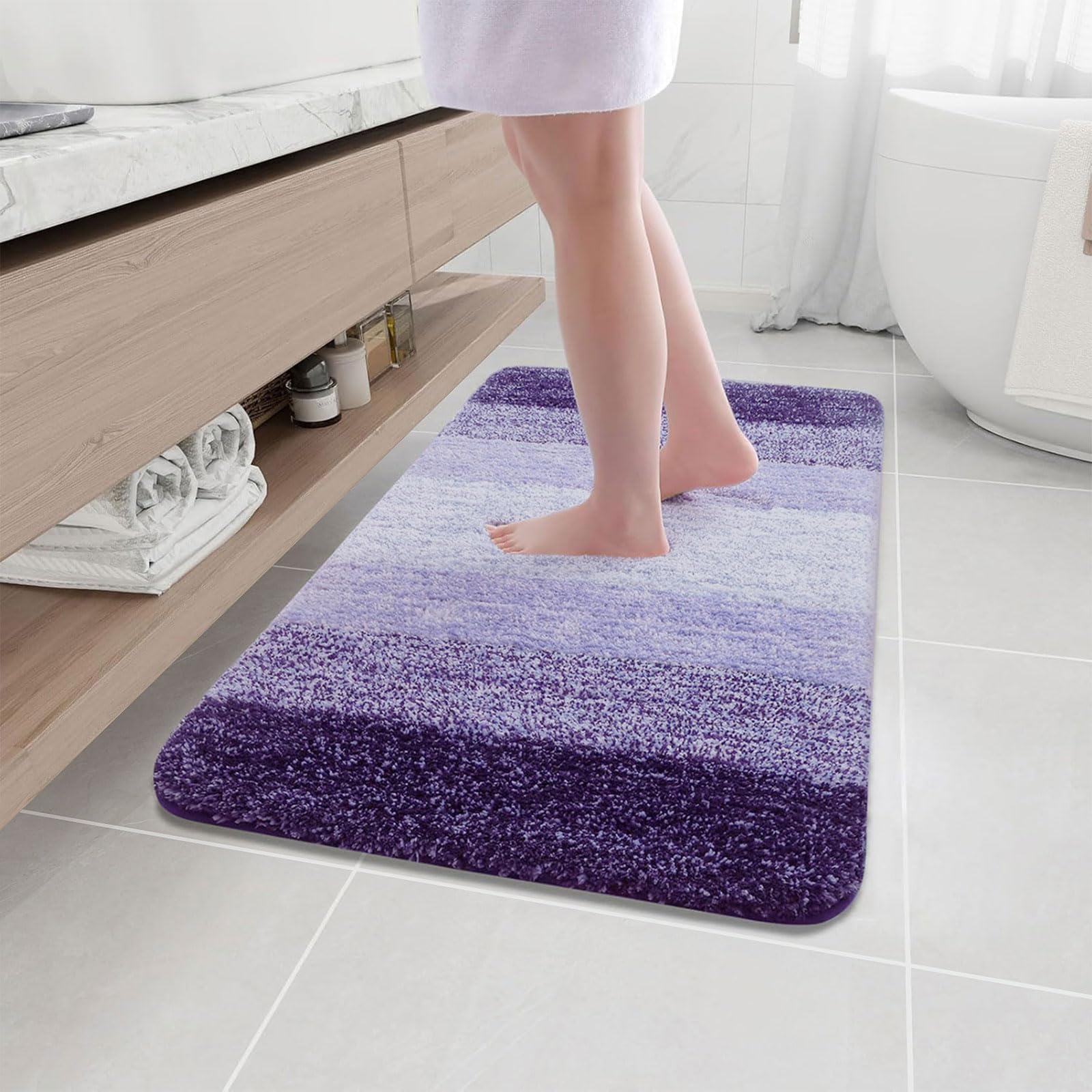Arotive Microfiber Bathroom Rugs, Shaggy Soft and Absorbent Bath Rug, Non-Slip, Thick Plush Machine Washable Dry Bath Mats for B