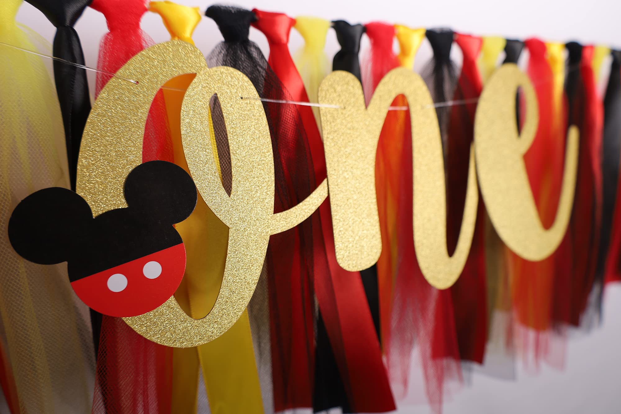 Mouse Highchair Banner For Baby - Party Theme Pull Flag, High Chair Fabric Garland, 1St First Birthday Banner, Photo Props, Hand