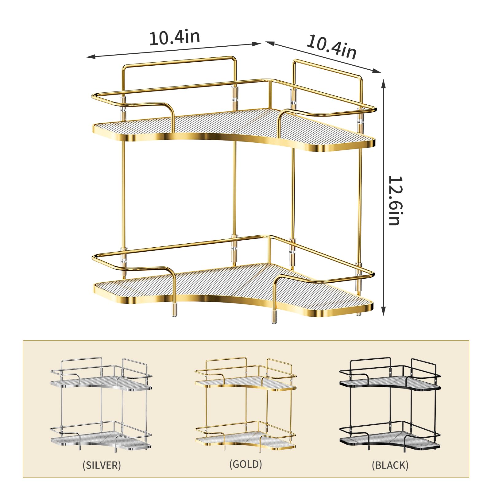 Seoneiro 2 Tier Corner Bathroom Counter Organizer, Cosmetic Skincare Organizer, Bathroom Countertop Perfume Tray Vanity Organize