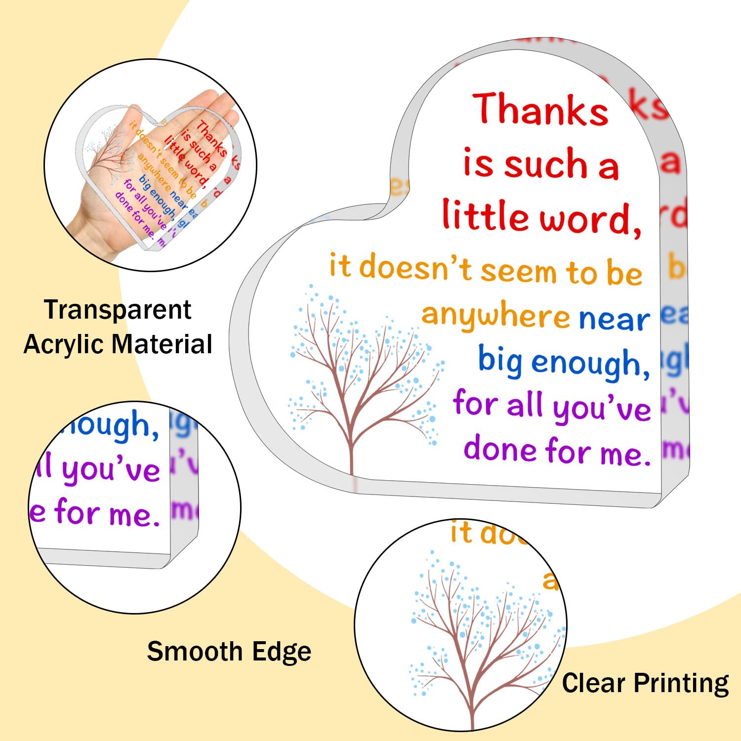 ZsaTuiy Decorative Sign, 3.94 x 3.94 inches, Plastic, Words & Quotes, Office Decor, Employee Appreciation, Thanksgiving, Retirem