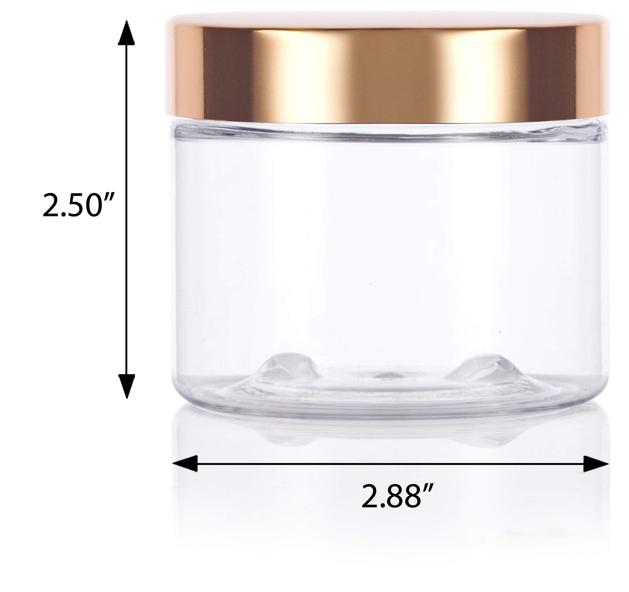 (12 Pack) 6 Oz Clear Pet Plastic Jar With Gold Metal Overshell Lid + Spatulas