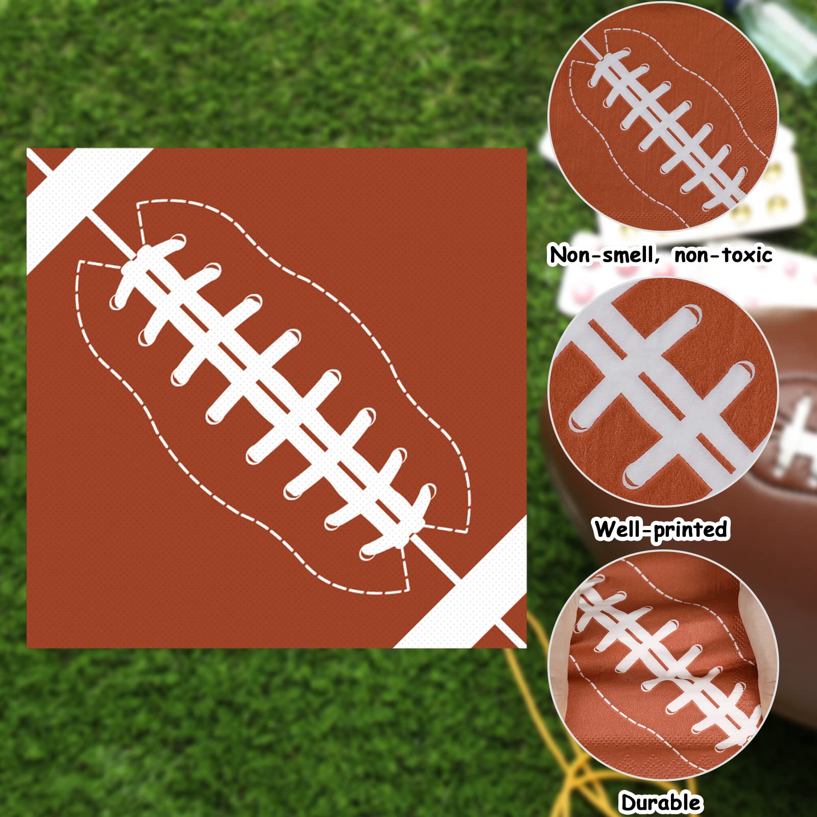 100Pcs Football Napkins Football Party Supplies Decorations Disposable Paper Napkins Set For Sport Football Frenzy Game Time Tai