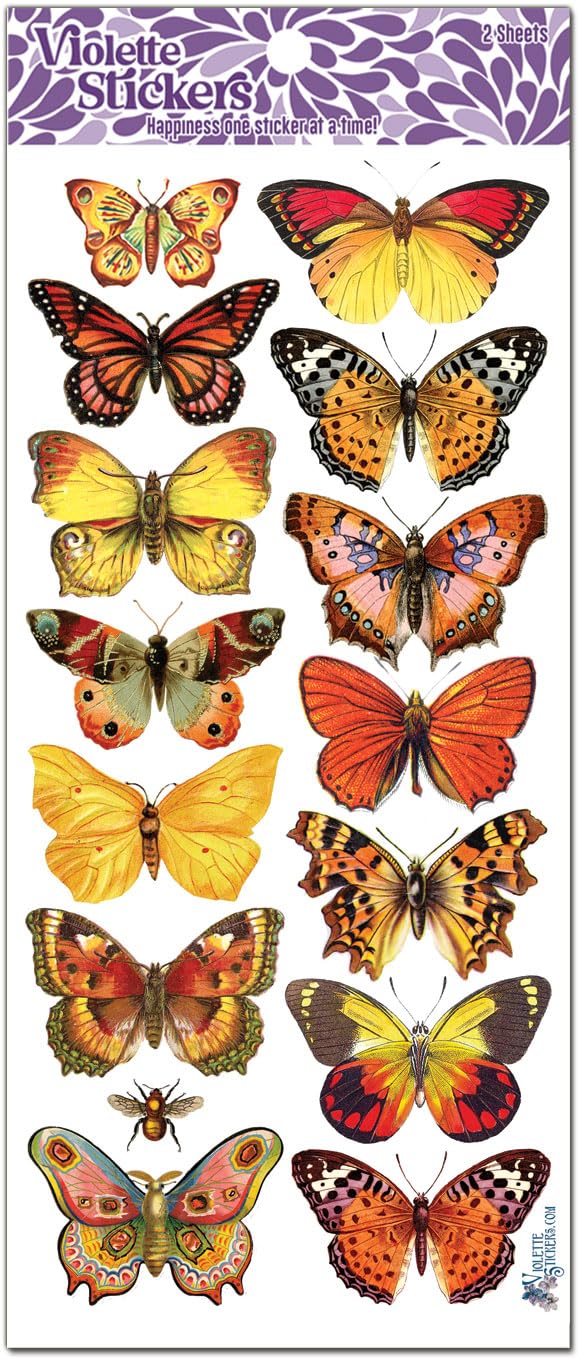 Violette Stickers 3D Butterfly Wall Decals - Colorful & Waterproof Orange Butterflies, Perfect for DIY Crafts