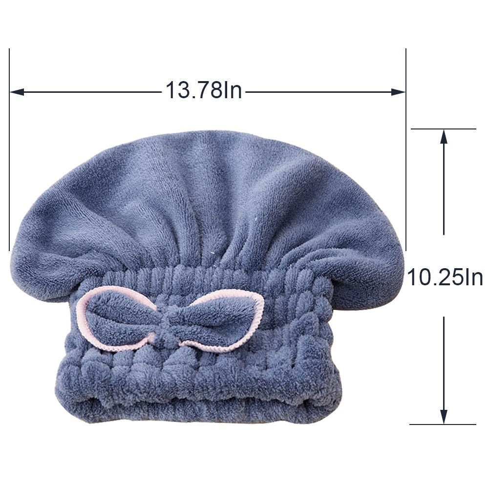 Jseng 2PC Microfiber Hair Drying Caps, Extrame Soft & Ultra Absorbent, Fast Drying Hair Turban Wrap Towels Shower Cap for Girls