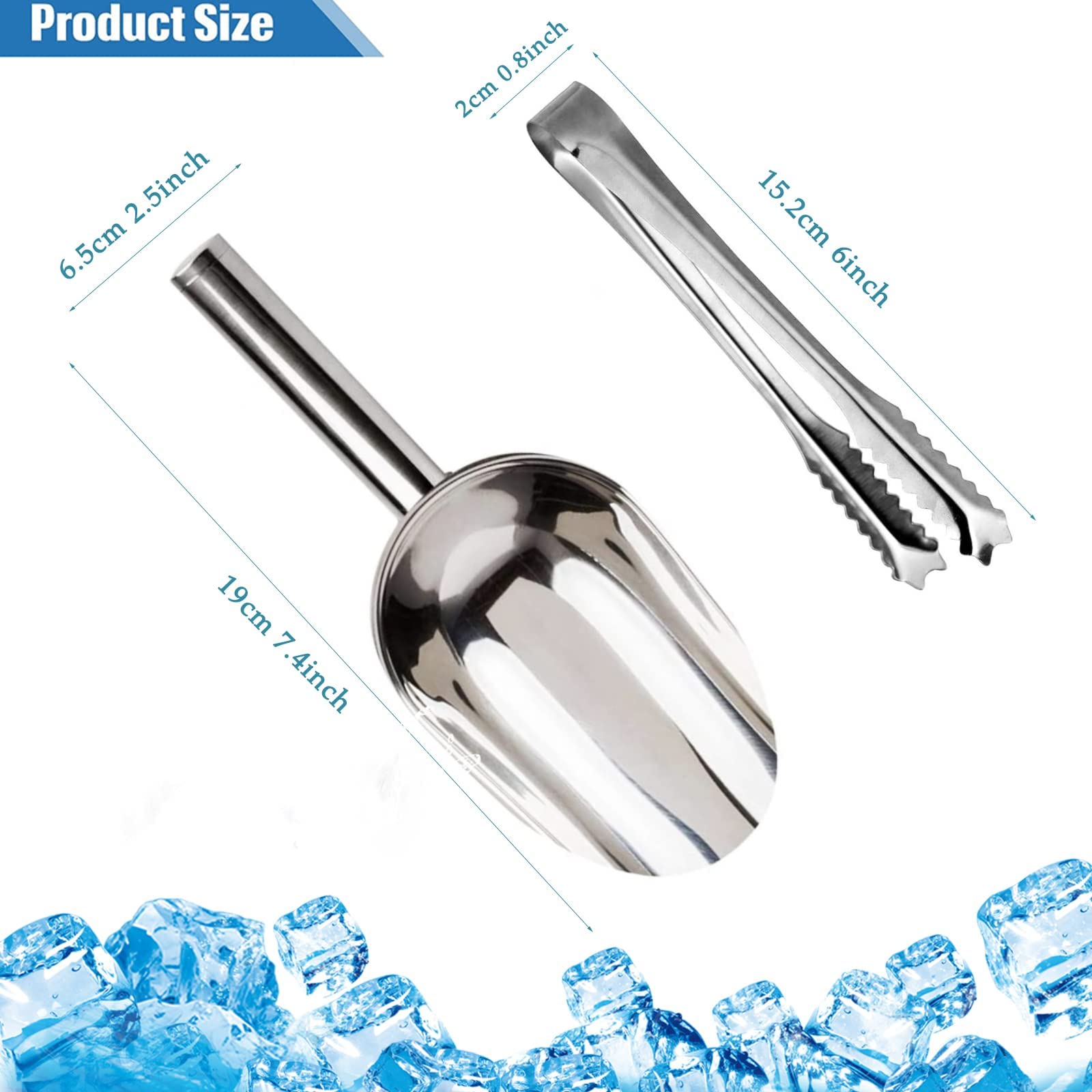 Xiboya Textile Sweet Candy Buffet Ice Tongs & Scoops (Silver-6 Set)