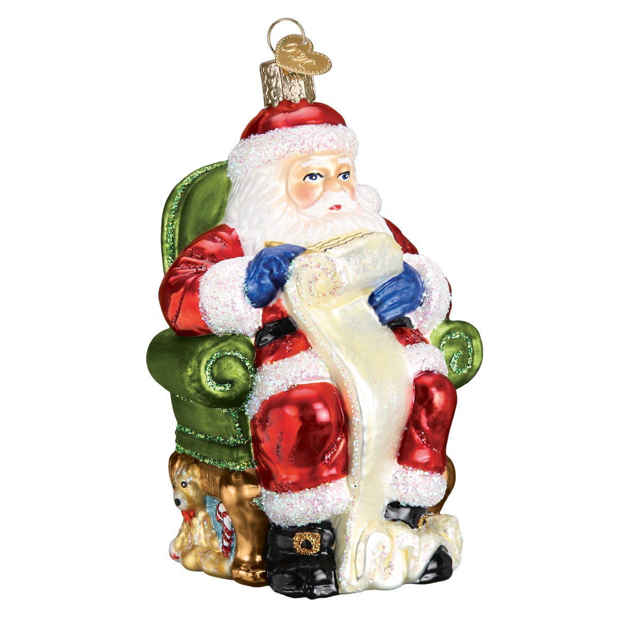 Old World Christmas Assortment Glass Blown Ornaments for Christmas Tree Santa Checking List, 40300