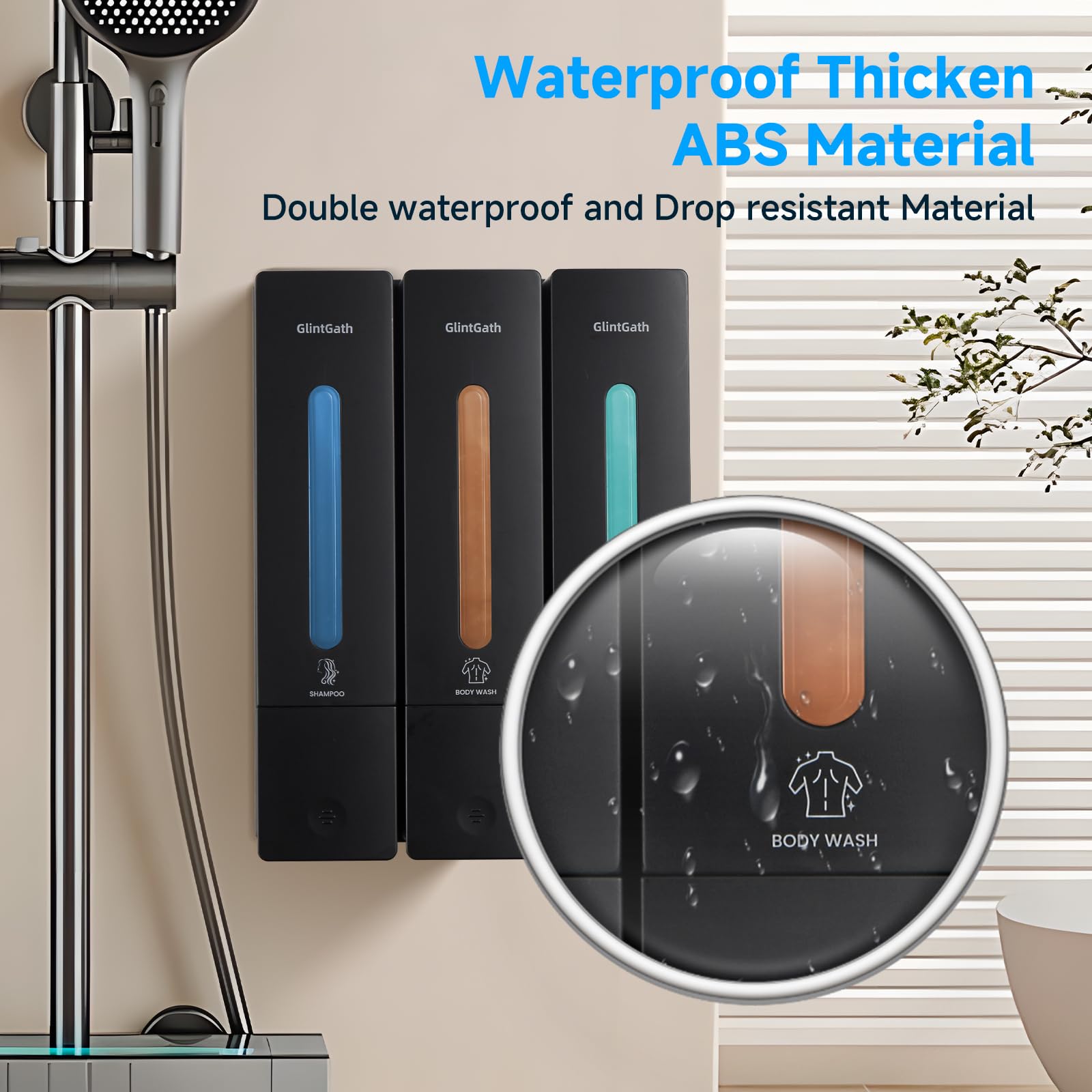 Shampoo And Conditioner Dispenser Shower Soap Dispenser Shower Dispenser 3 Chamber No Drill Shampoo Dispenser For Shower Wall, B