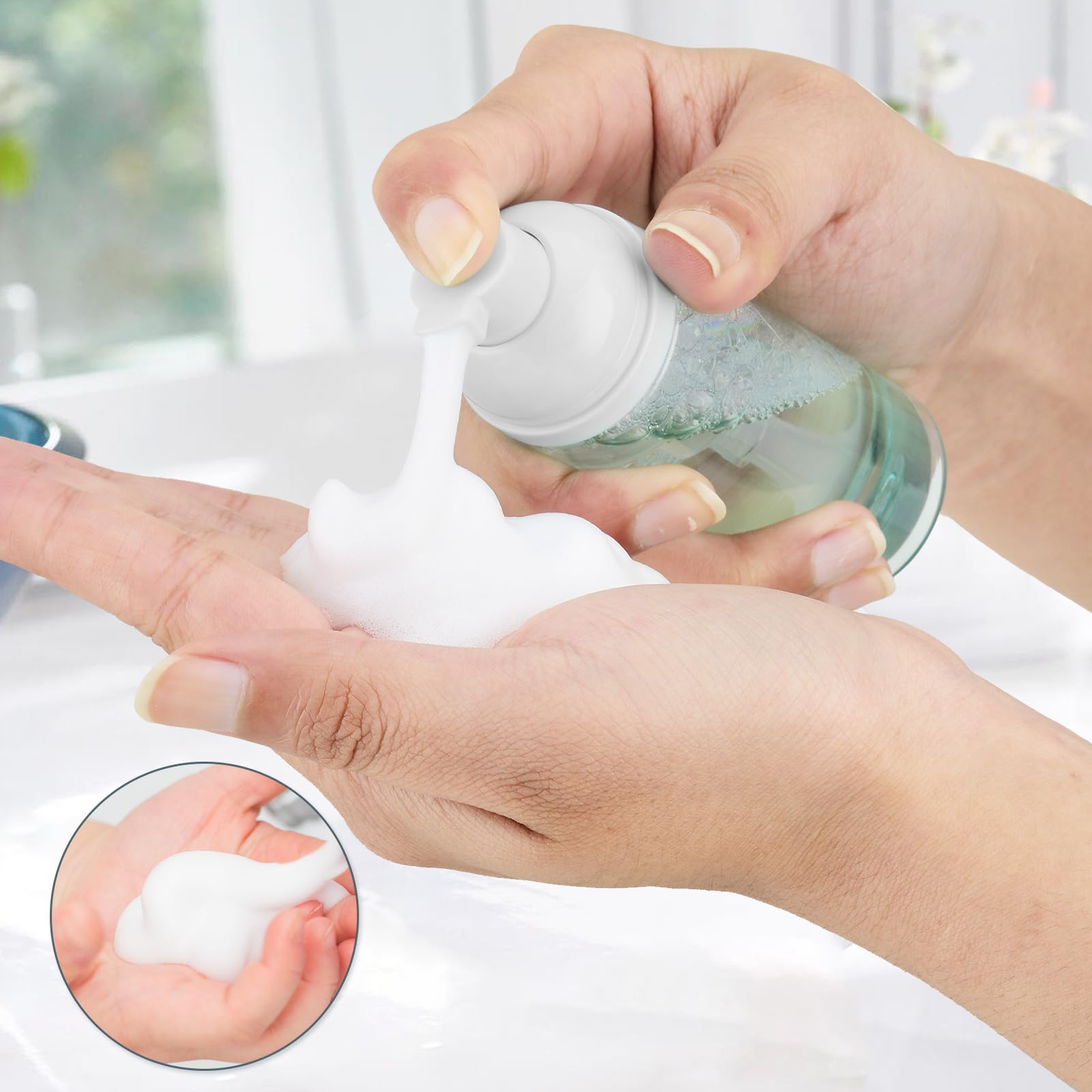 Owlyee Foam Bottles, 2Oz Foaming Pump Dispensers, Empty Travel Soap Mousse Bottle For Lash Cleanser, Shampoo (4Pcs, 60Ml)