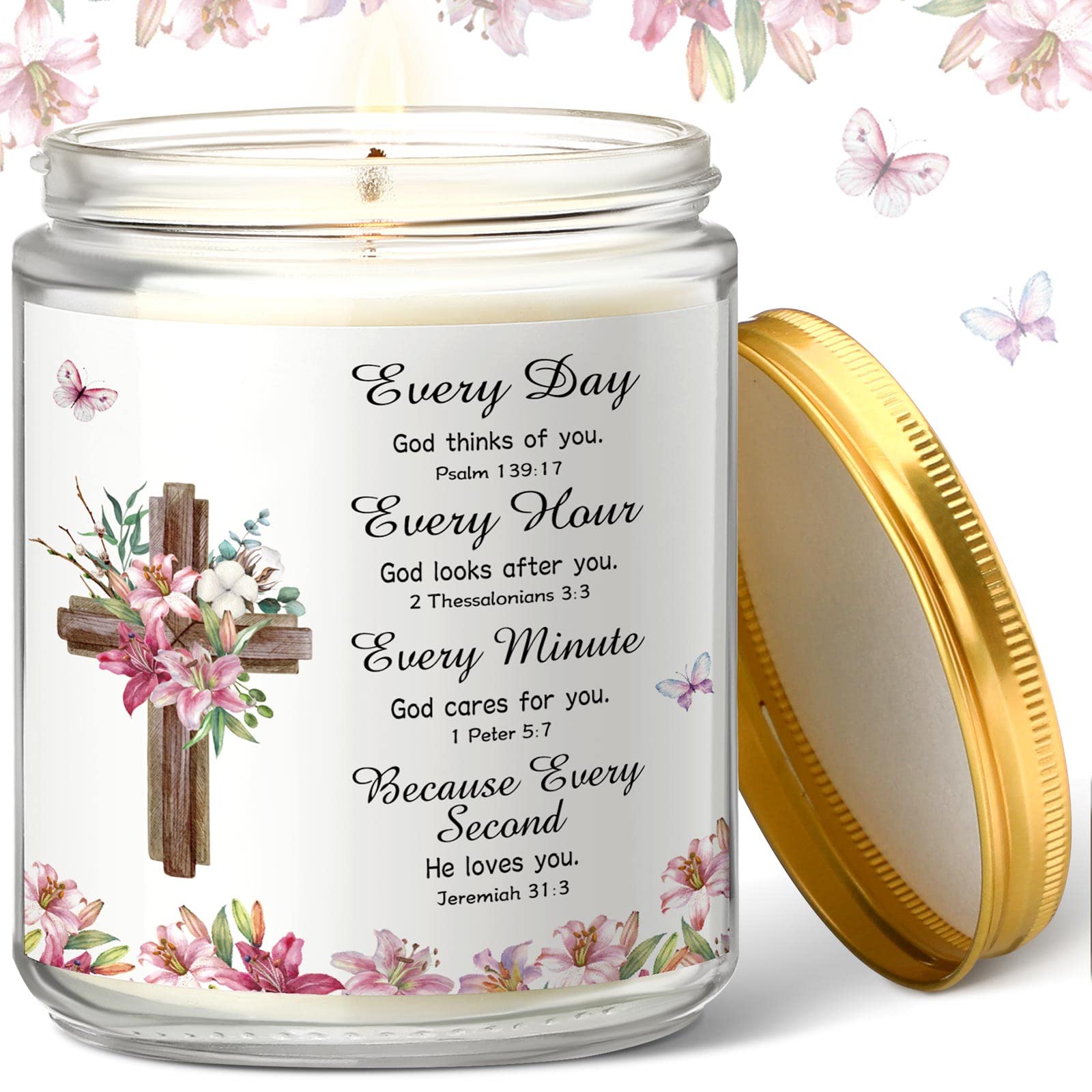 Frienda Christian Prayer Candle Religious Lavender Scented Candle Inspirational Christian Gifts for Women Bible Verse Candle Gif