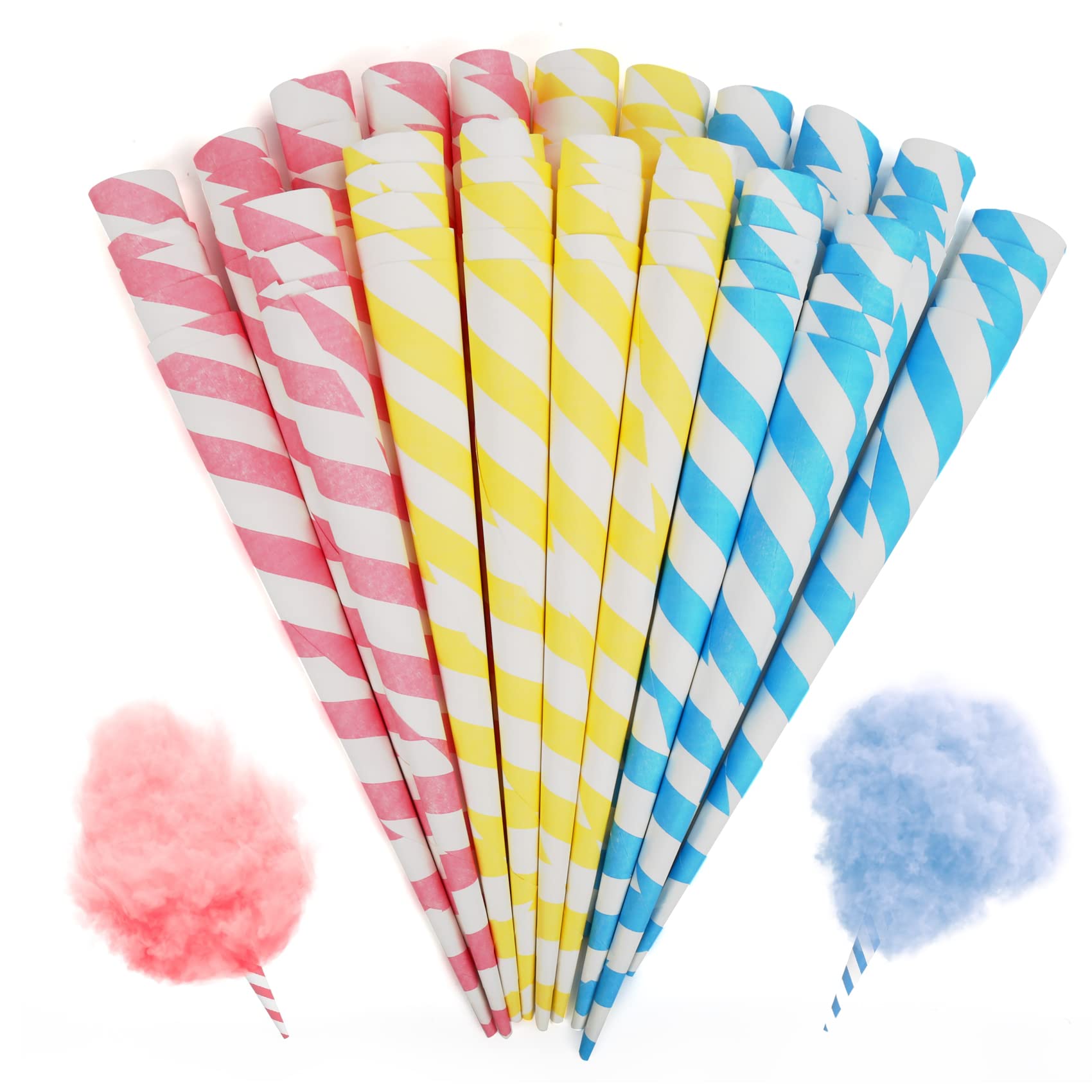 Outamateur 90Pcs Multicolor Cotton Candy Paper Cones For Cotton Candy Making In Parties & Festivals