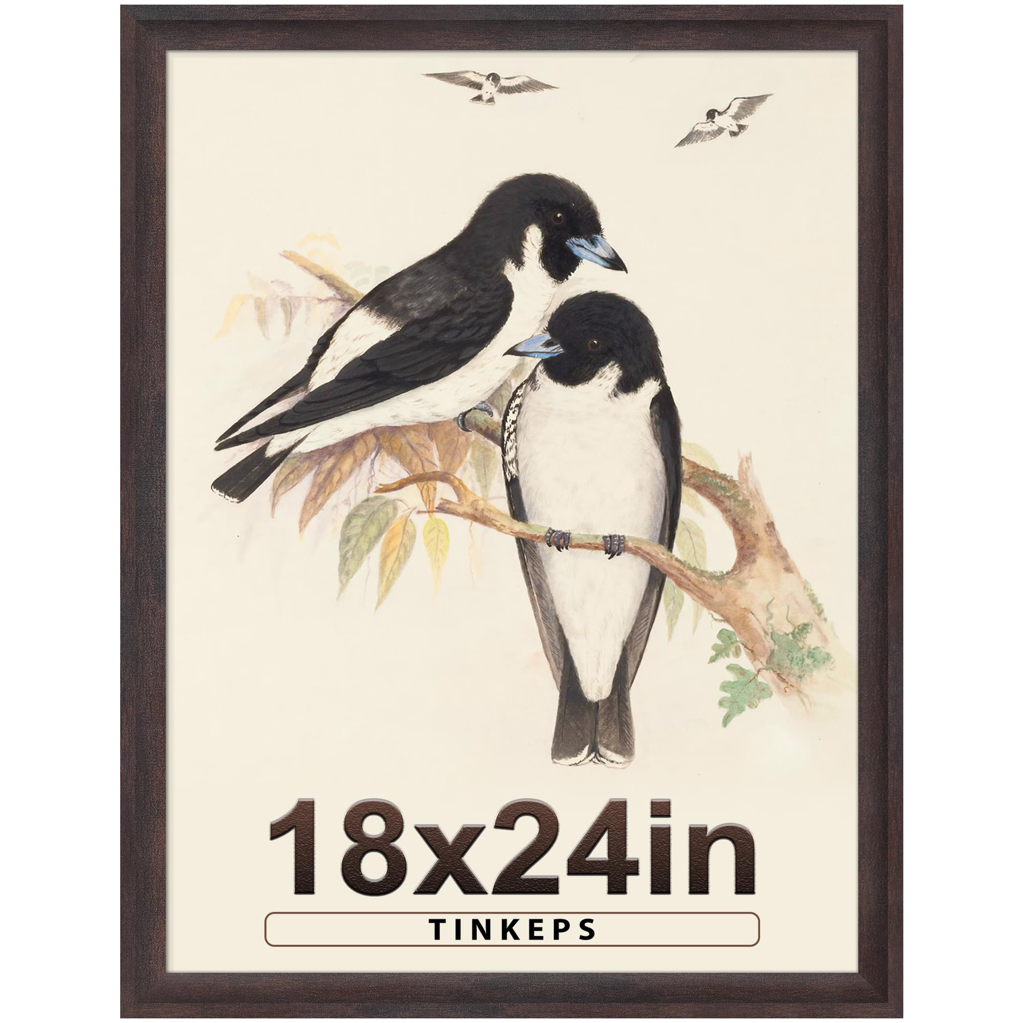 Tinkeps 18x24 Frame Walnut Brown with Elegant Concave Design - Large 18 x 24 Poster Frame for Wall, Home, Office & Gallery Displ