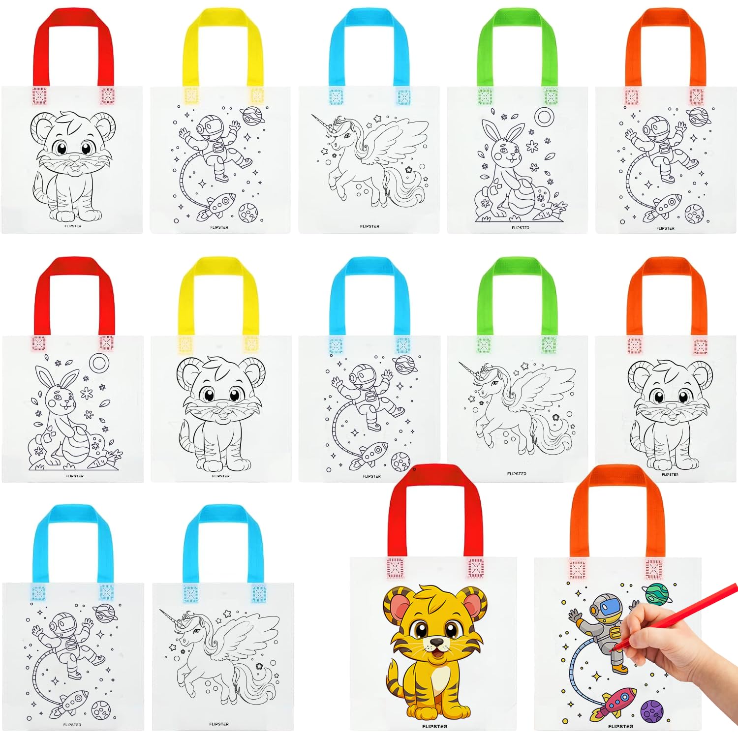 Flipster Diy Graffiti Return Gifts| Set Of 24|Return Gift Bags For Kids Birthday|10 X 12 Inches Reusable Colouring Bags For Pain