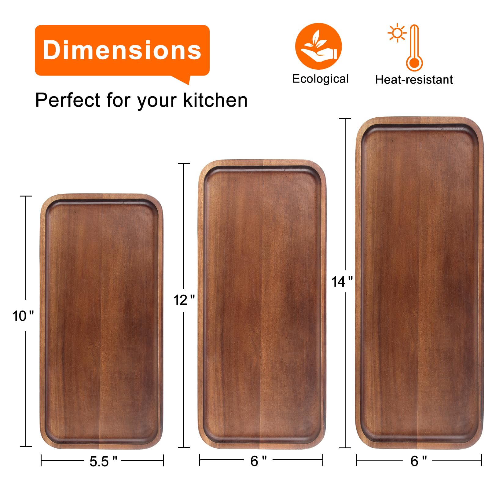 Wooden Serving Platters Acacia Long Charcuterie Boards Rectangle Wood Tray Home Decor Serving Cheese Board Appetizer Snack Plate