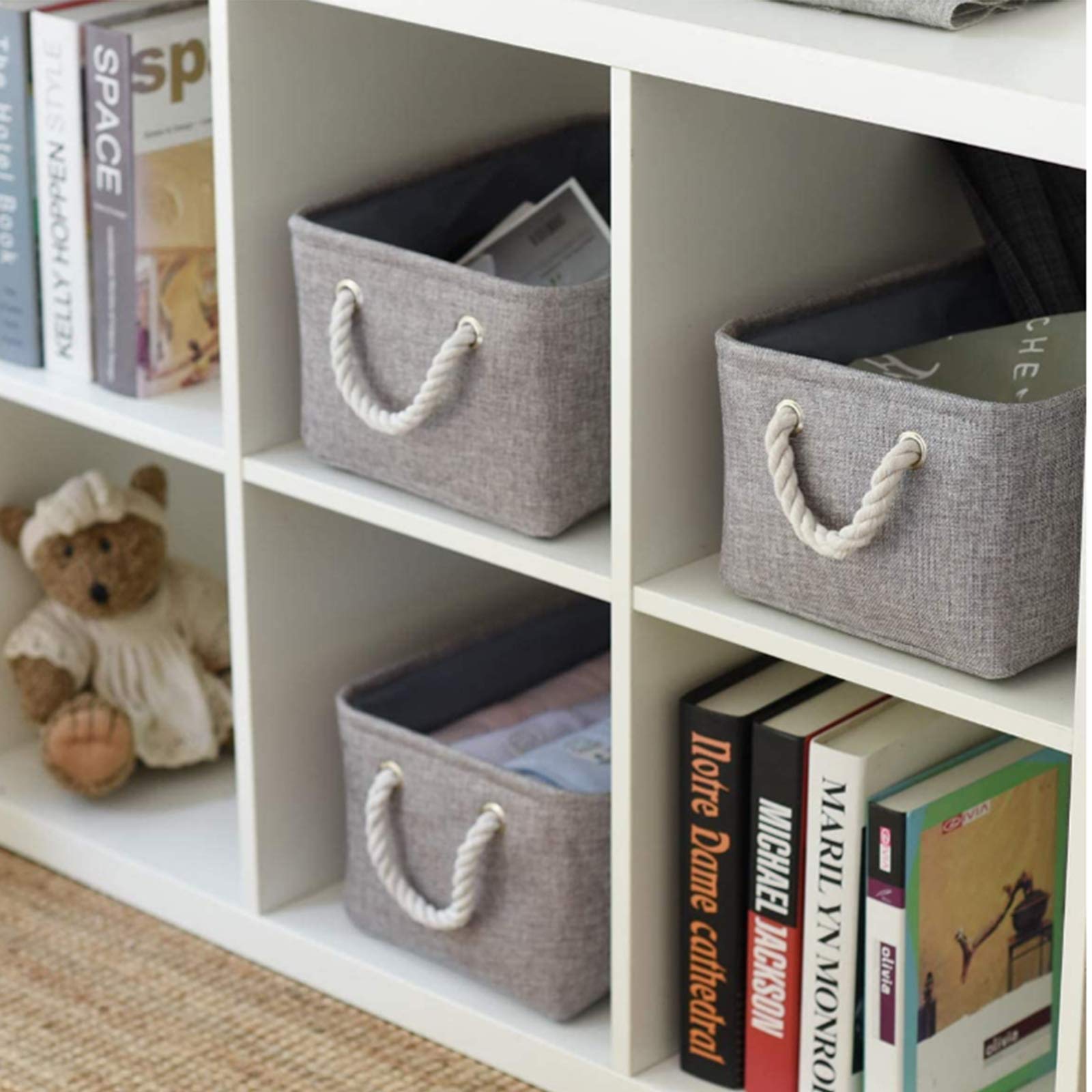 TcaFmac Storage Bins for Organization - Large 3 Pack Canvas Storage Basket for Shelves with Handles  Collapsible Baskets for Organizing for Closet Dog Laundry Bathroom (Grey 16x12x8 inch)