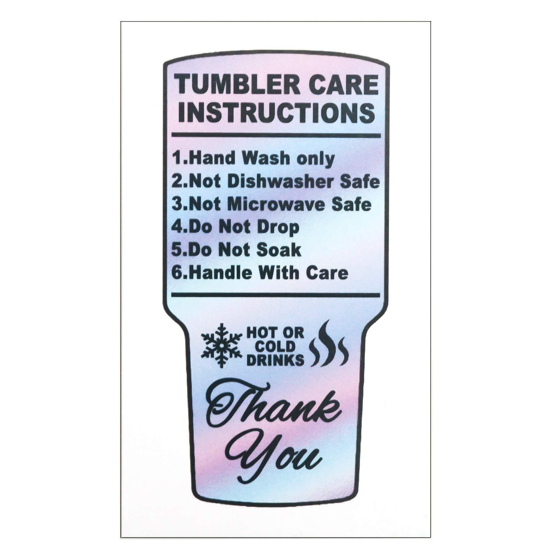 Flying Dragon 50 Tumbler Care Cards Cup Care Instructions Tumbler Care And Cleaning Cards Mug Care Instructions Rainbow